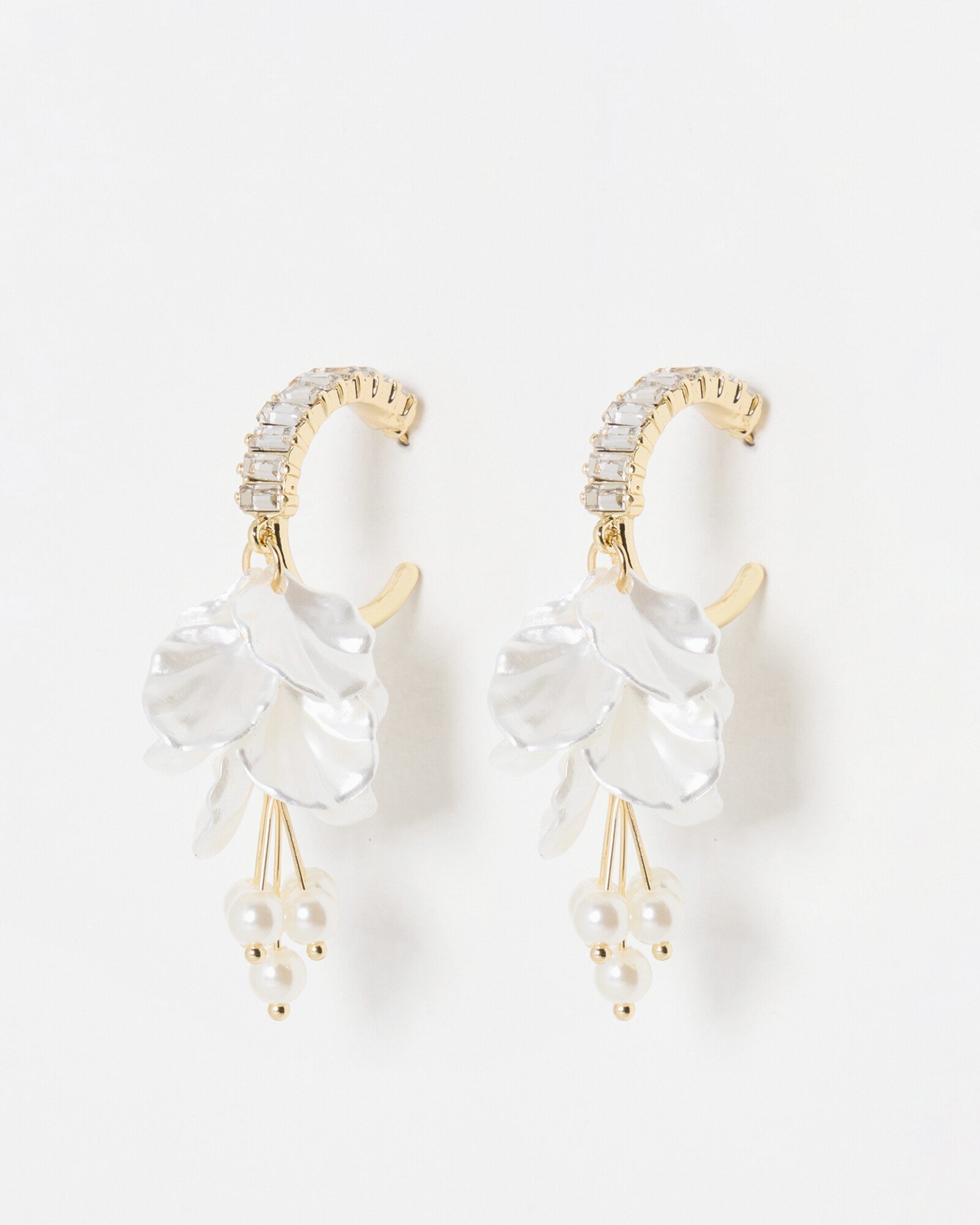 Hannah White Shell Faux Pearl Drop Earrings Oliver Bonas