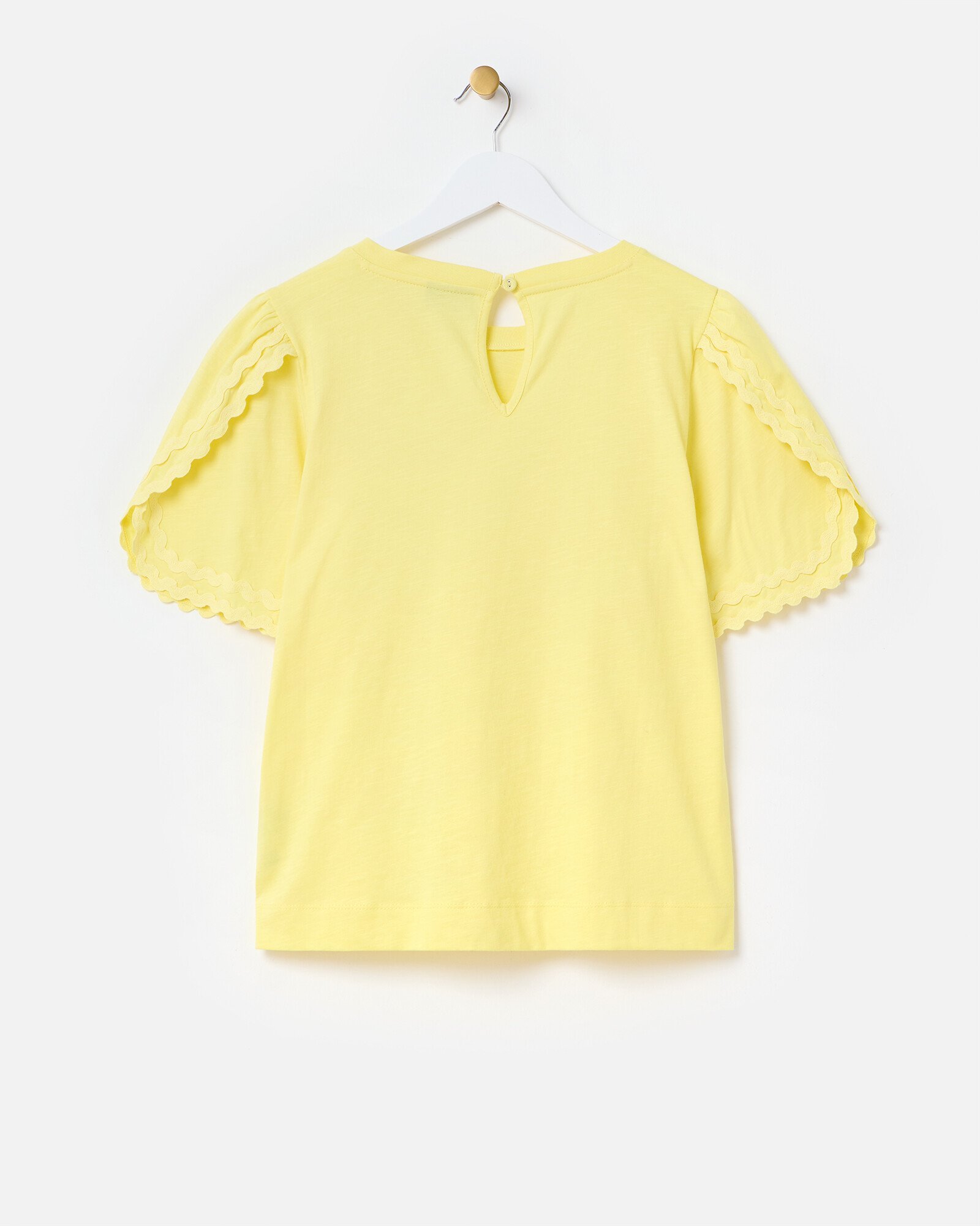 Yellow Flutter Sleeve Jersey Top Oliver Bonas