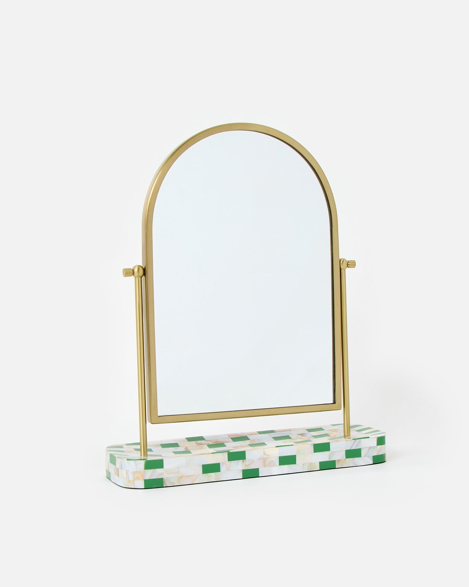 Arch Triple Gold & Glass Dressing Table Mirror | Oliver Bonas