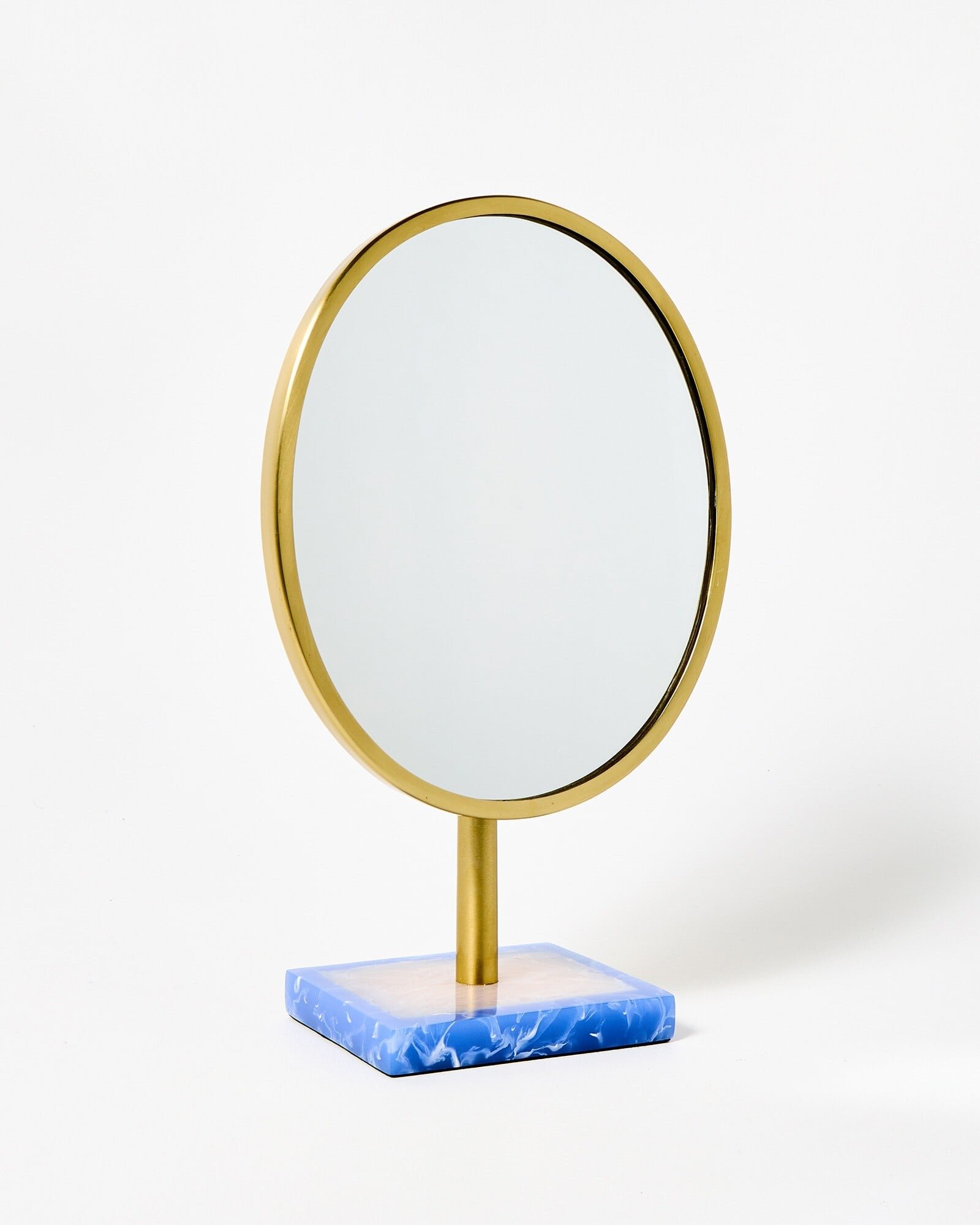 Oval Blue & White Resin Dressing Table Mirror | Oliver Bonas