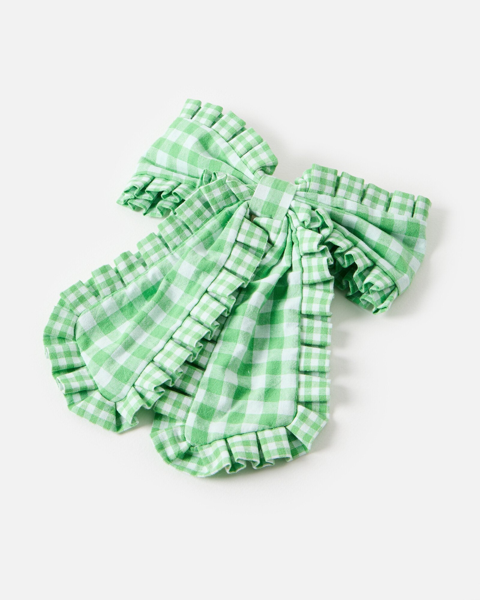 Eugenie Green Gingham Ruffle Statement Hair Bow Oliver Bonas