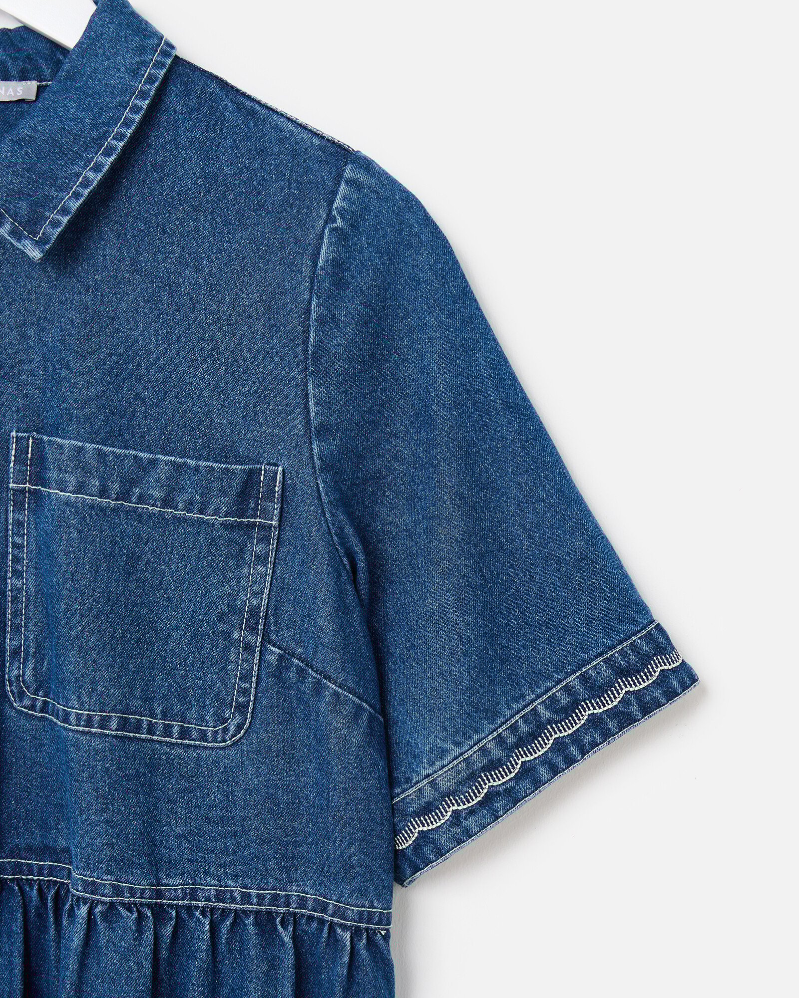 Dark Blue Denim Collared Zip Up Midi Dress Oliver Bonas