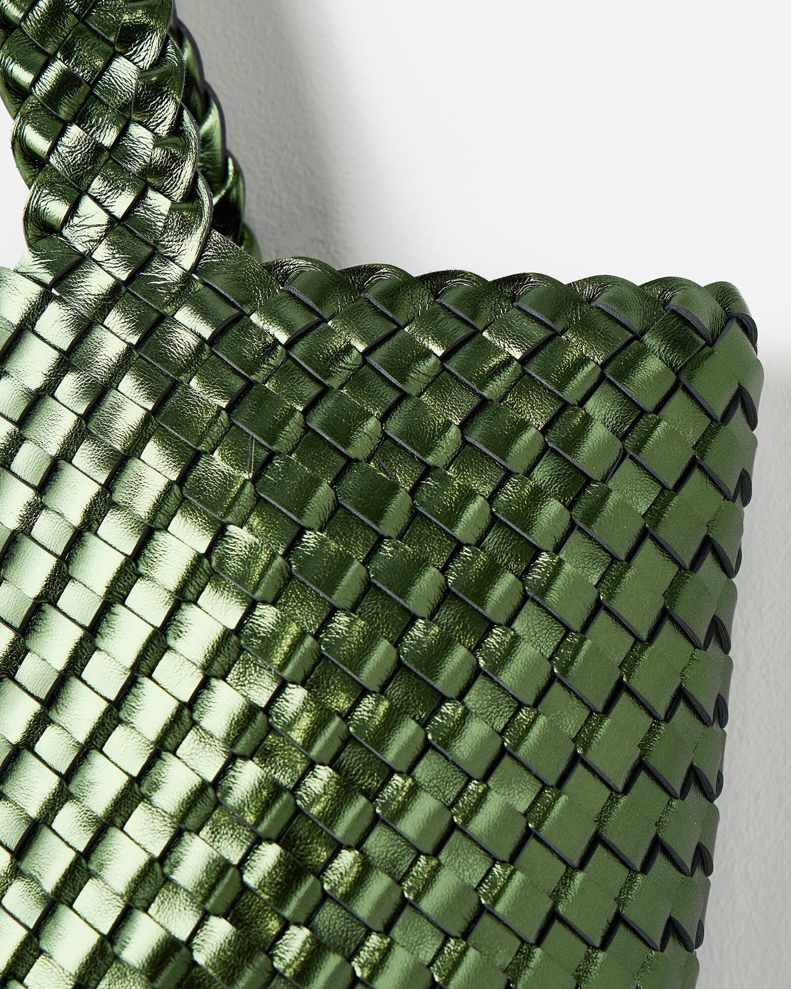 Luna Green Metallic Woven Tote Bag | Oliver Bonas