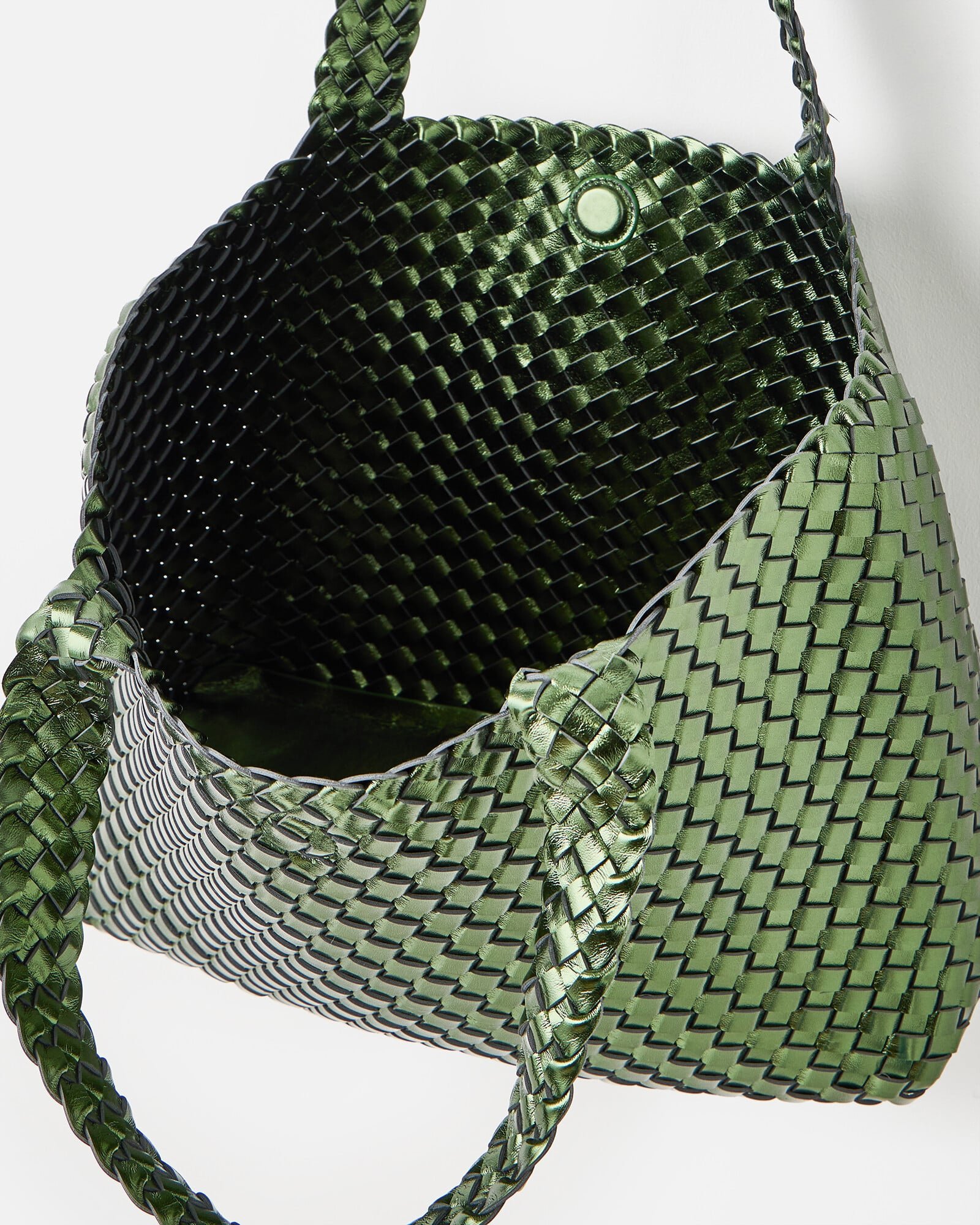 Luna Green Metallic Woven Tote Bag | Oliver Bonas