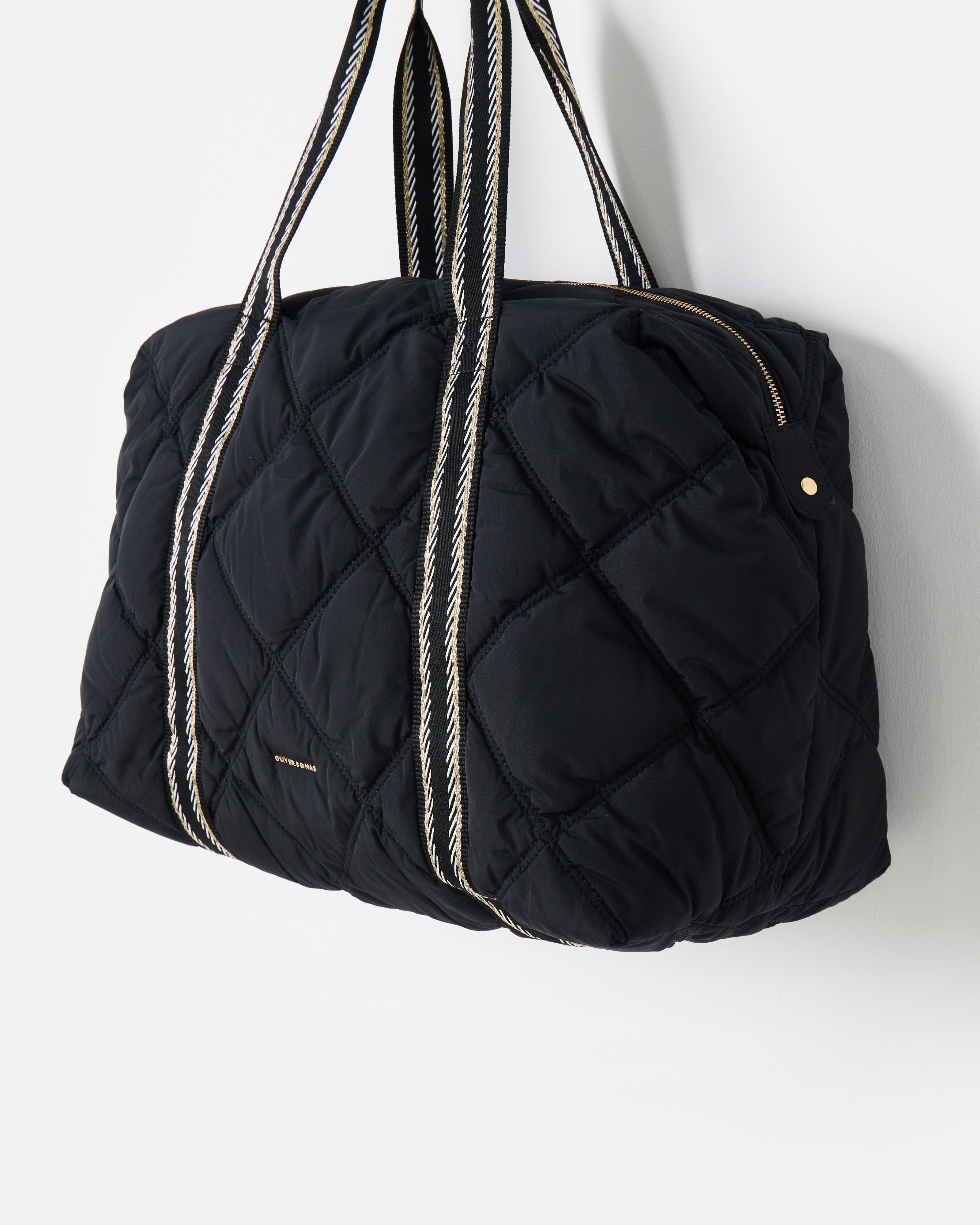 Maisie Black Quilted Weekend Bag Oliver Bonas