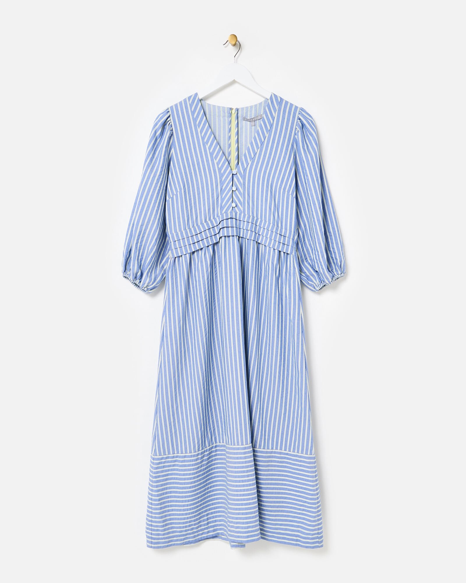 princess polly baby blue dress Women's Blue & White Striped Smocked Maxi Dress