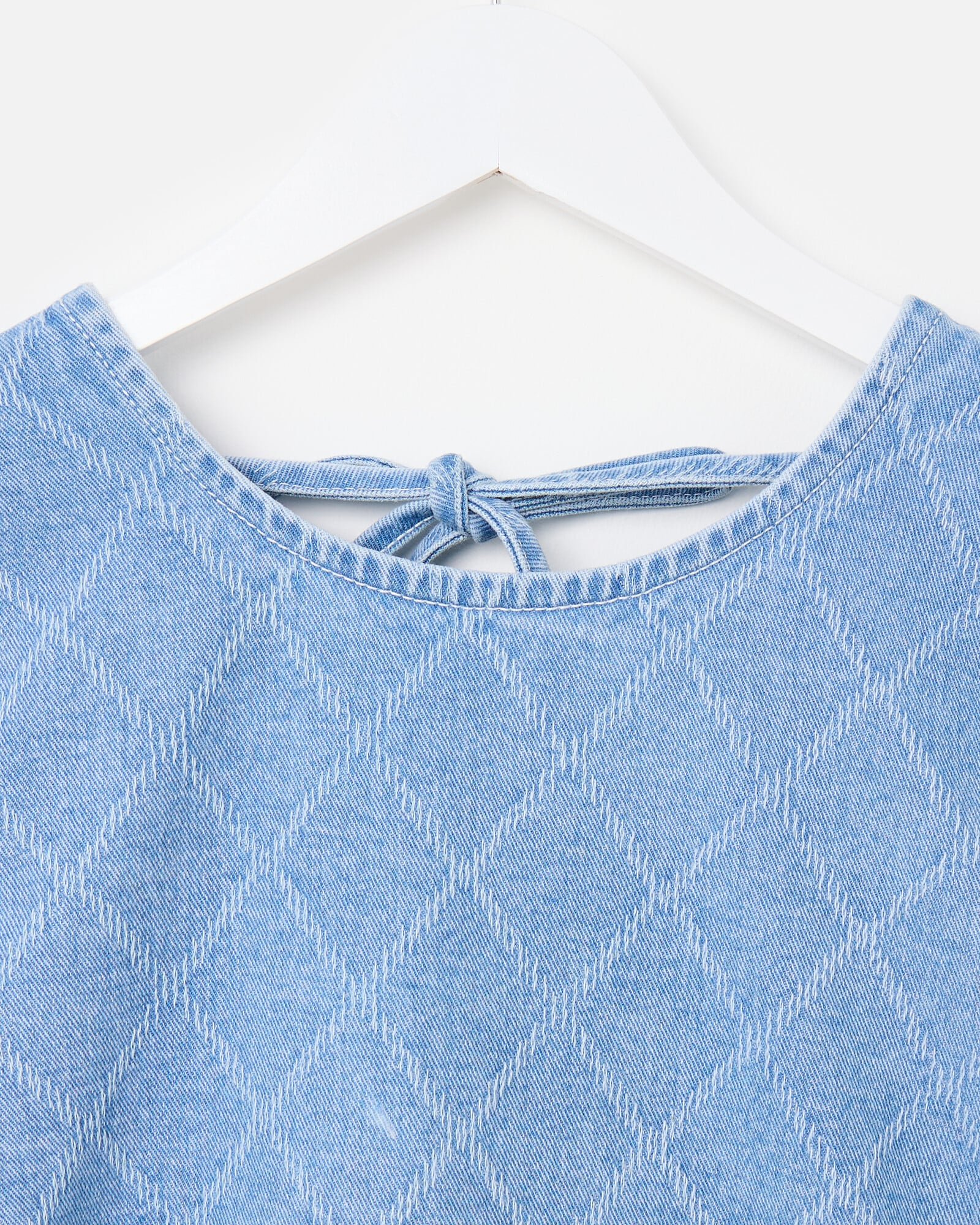 Light Blue Denim Geometric Mini Dress | Oliver Bonas