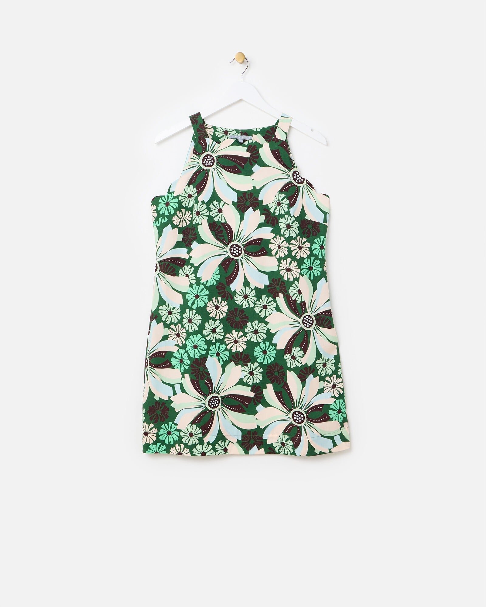 Green & Brown Floral Scalloped Mini Shift Dress | Oliver Bonas Green & Brown Floral Scalloped Mini Shift Dress | Oliver Bonas