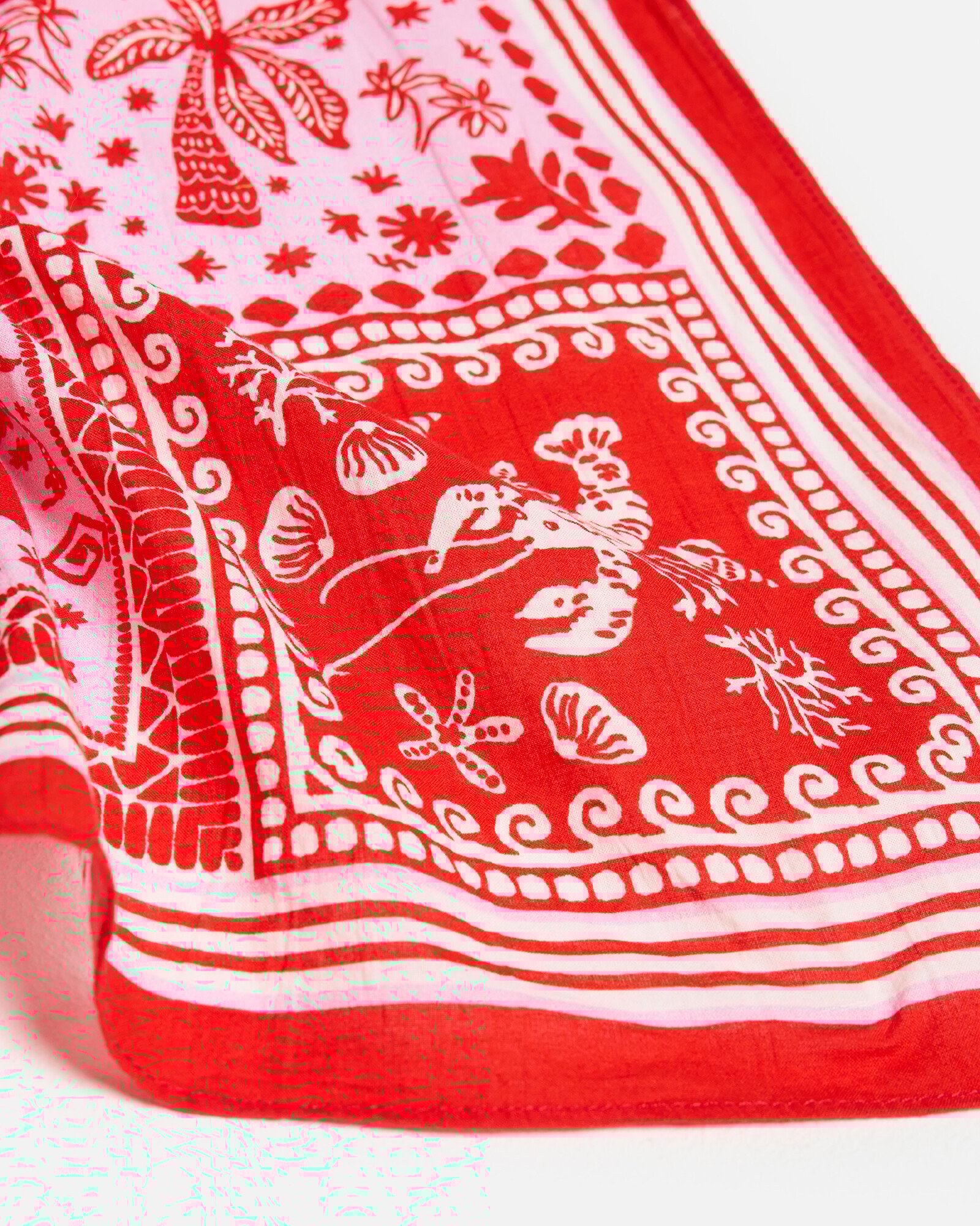 Red & Pink Summer Tile Square Scarf | Oliver Bonas