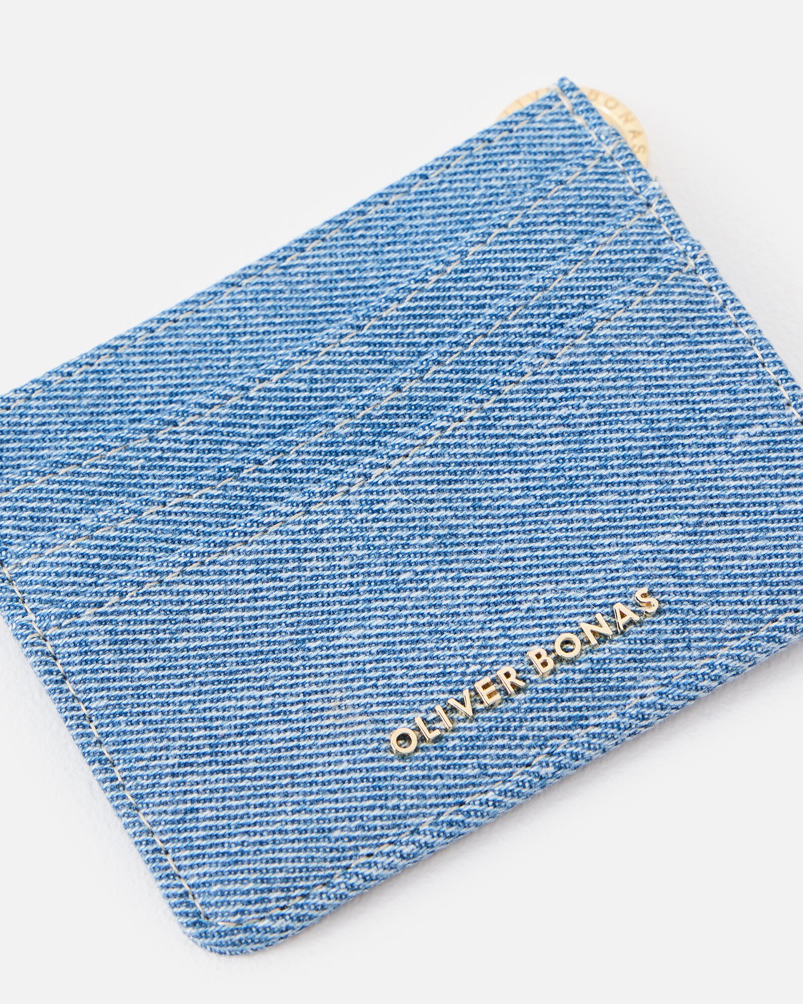 Lola Blue Denim Zipped Card Holder | Oliver Bonas