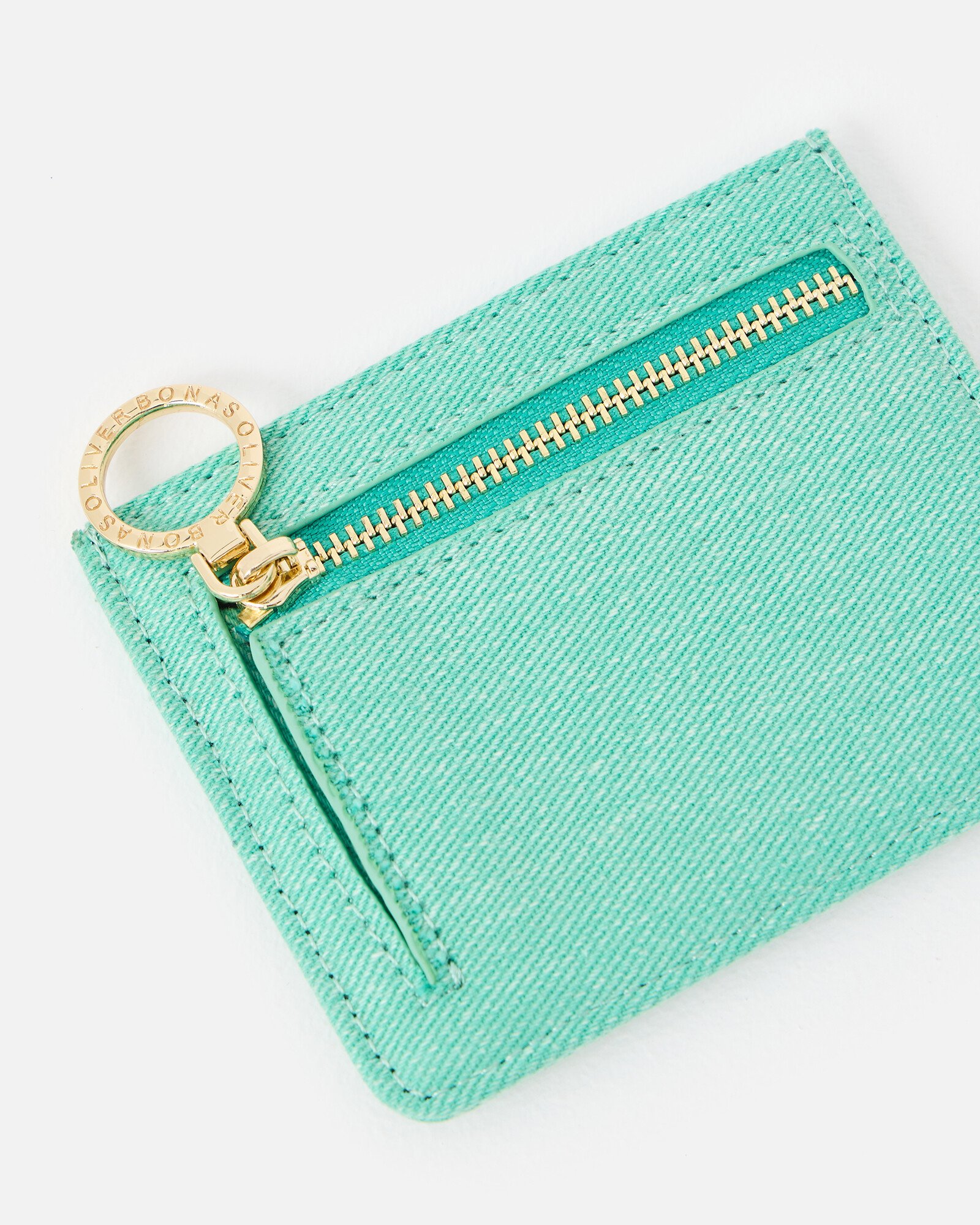 Lola Green Denim Zipped Card Holder | Oliver Bonas