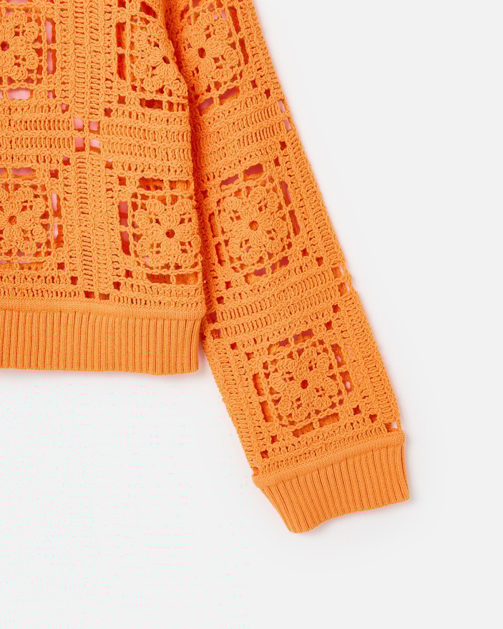 Orange Crochet Square Zip Up Cardigan | Oliver Bonas