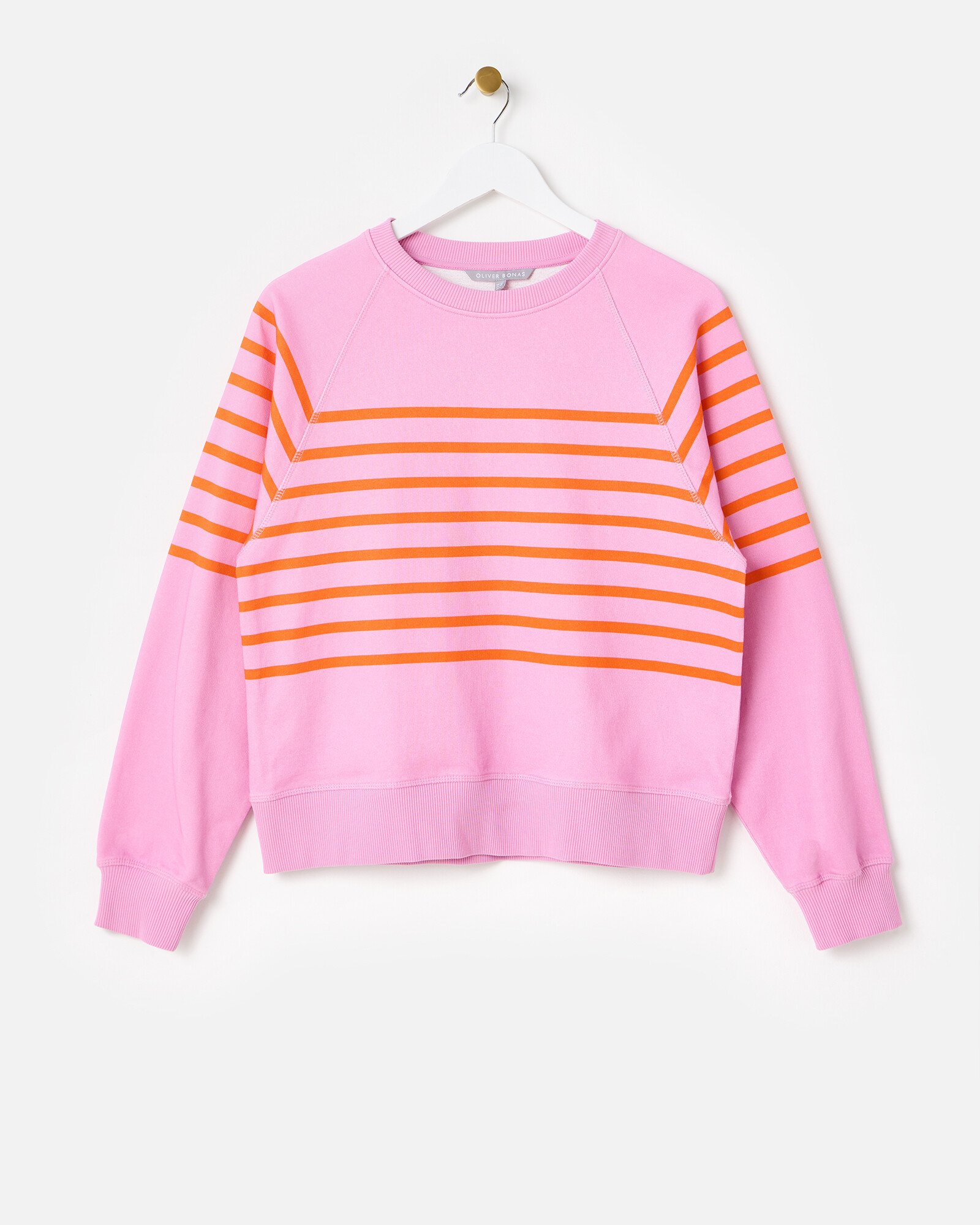 Pink & Orange Striped Raglan Sweatshirt | Oliver Bonas