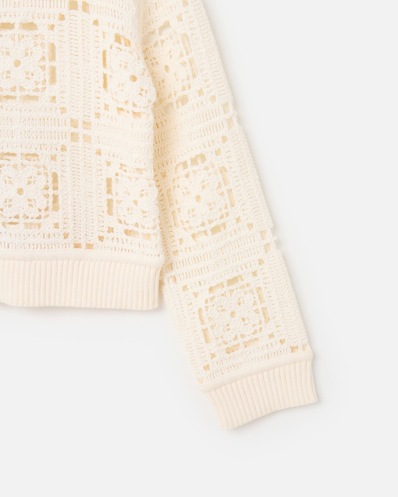 Ivory Crochet Square Zip Up Cardigan | Oliver Bonas