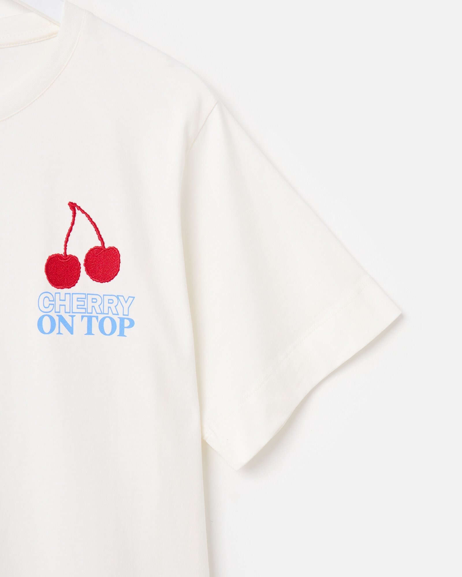 White Cherry On Top Cotton Graphic T-Shirt | Oliver Bonas