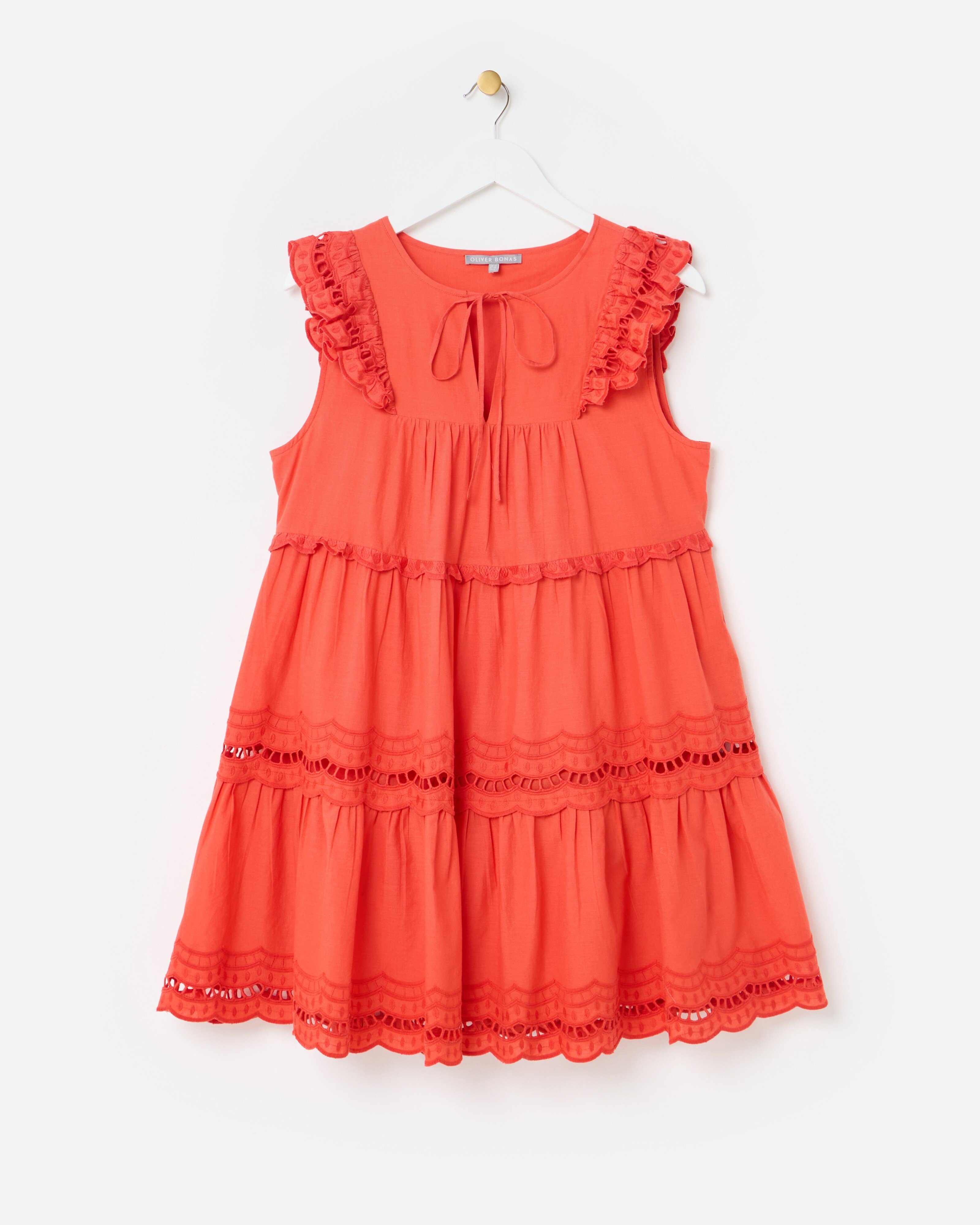 open lace back dress Oliver Bonas Orange Floral Maxi Dress