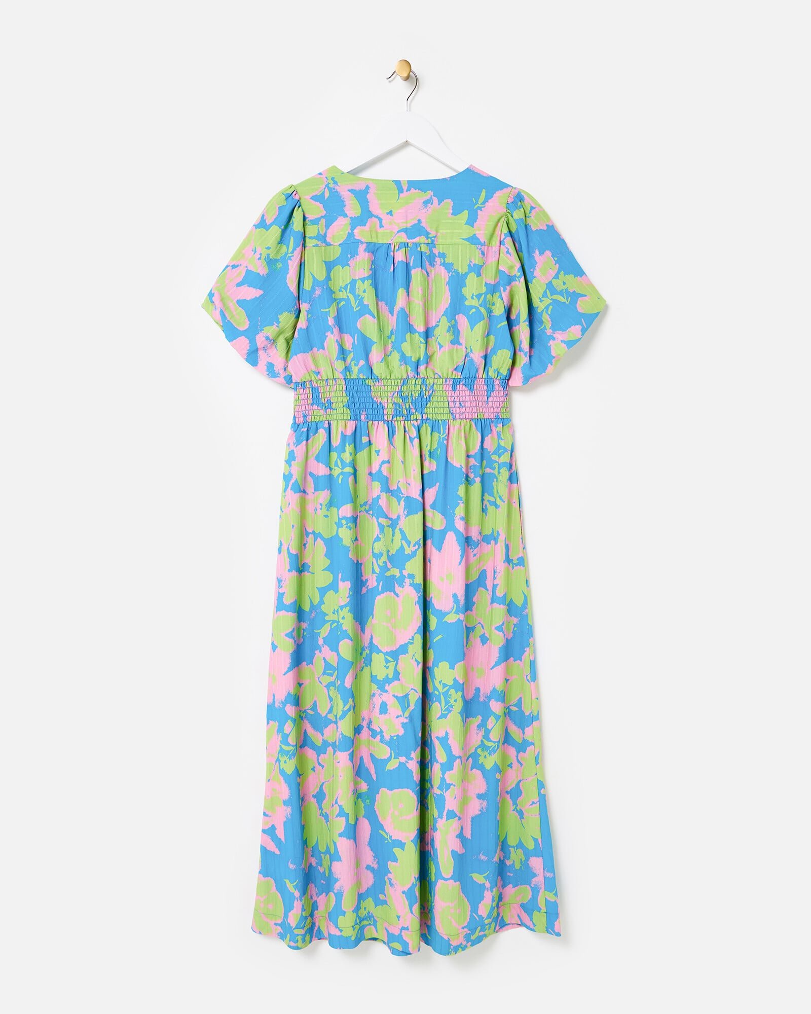 Blue & Green Luminous Floral V-Neck Midi Dress | Oliver Bonas Blue & Green Luminous Floral V-Neck Midi Dress | Oliver Bonas