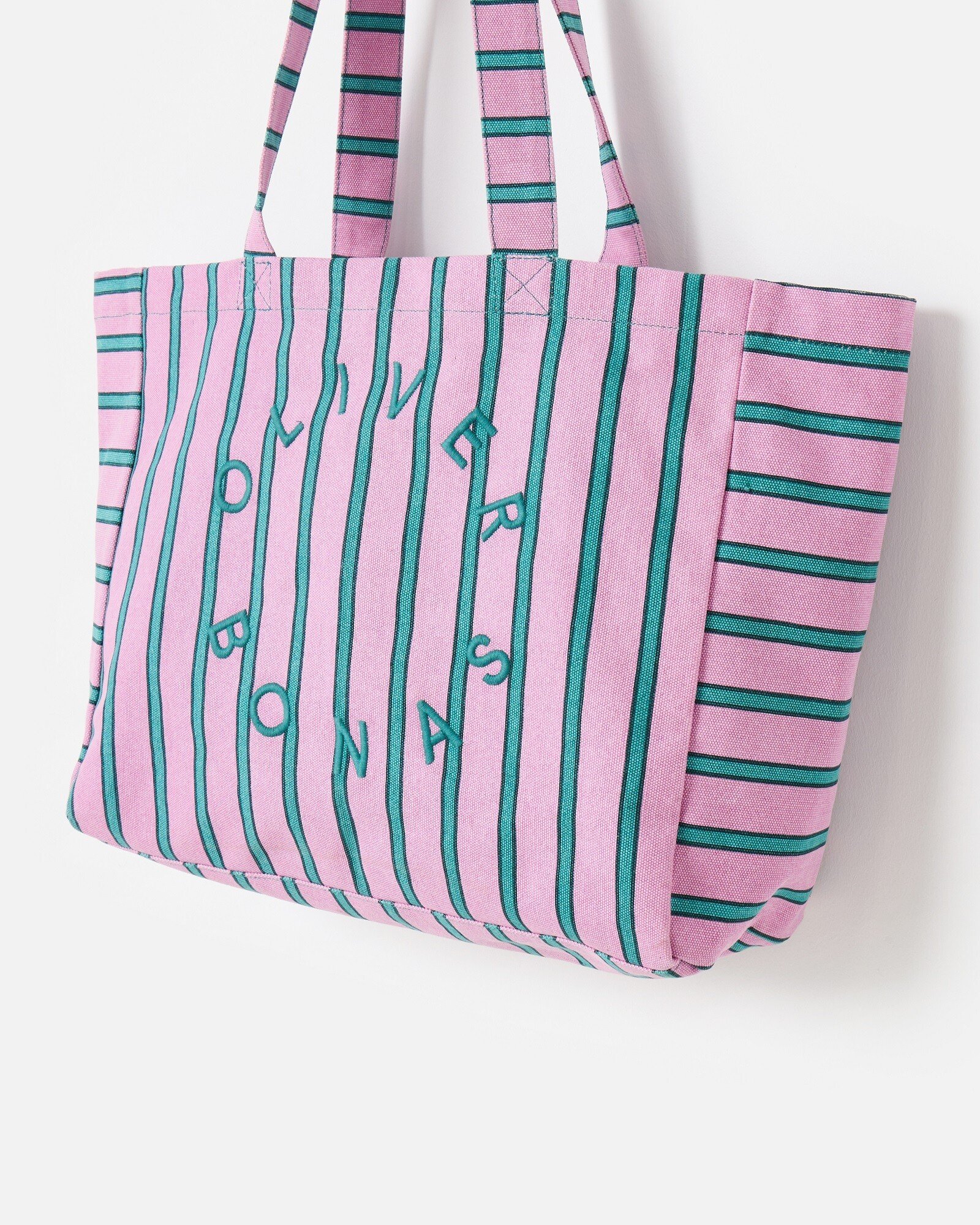Denim Blue Striped Logo Fabric Tote Shopper Bag | Oliver Bonas