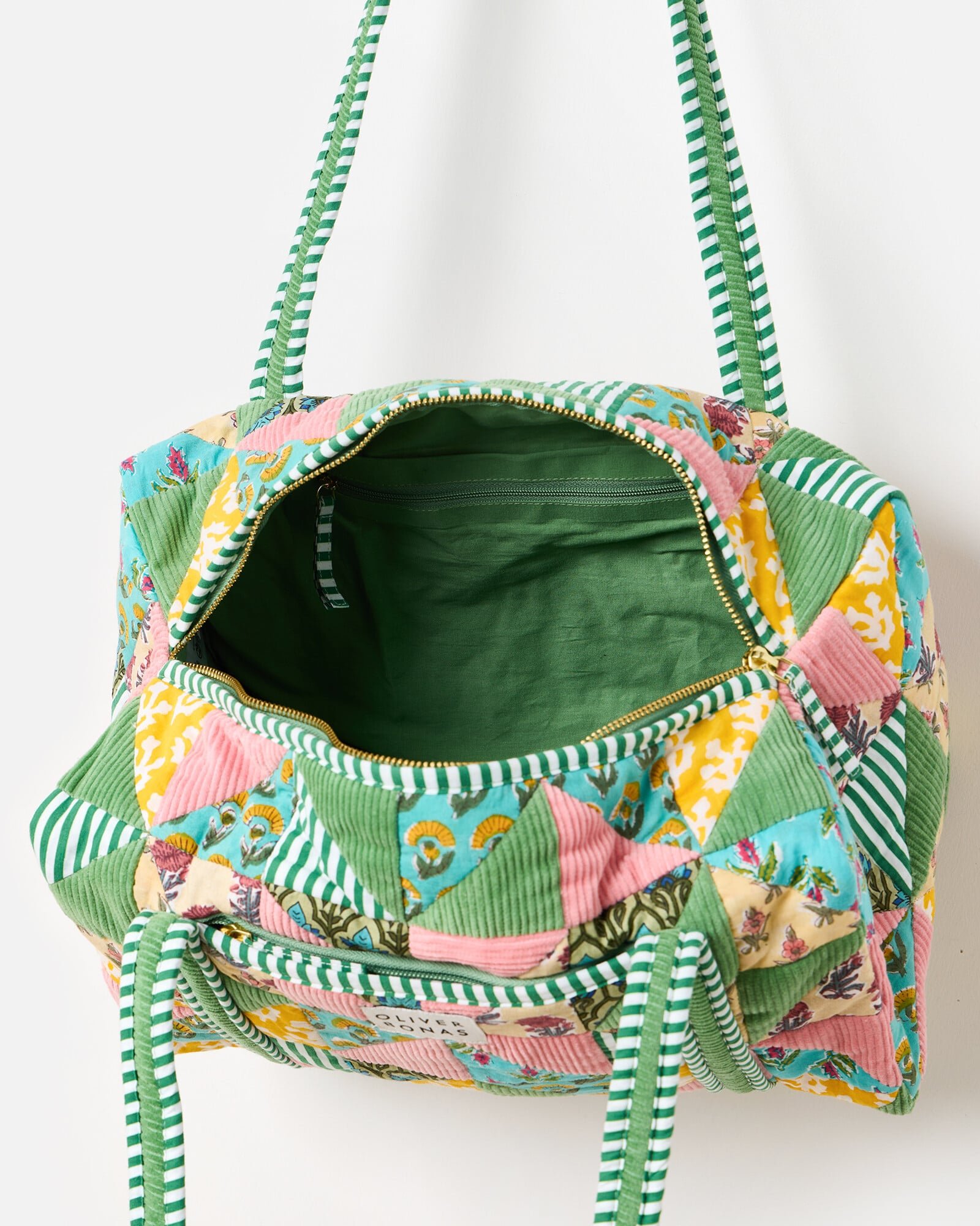 Emily Pink & Green Patchwork Quilted Bag | Oliver Bonas