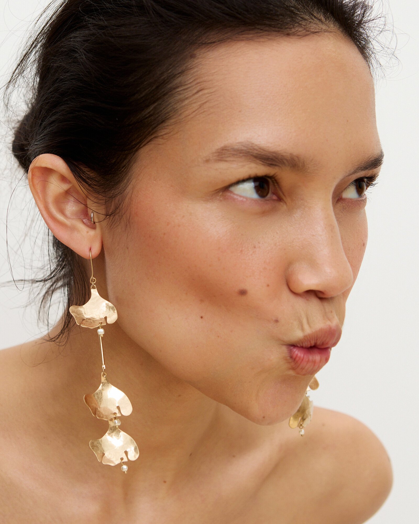 Anish Organic Leaf Long Statement Earrings Oliver Bonas
