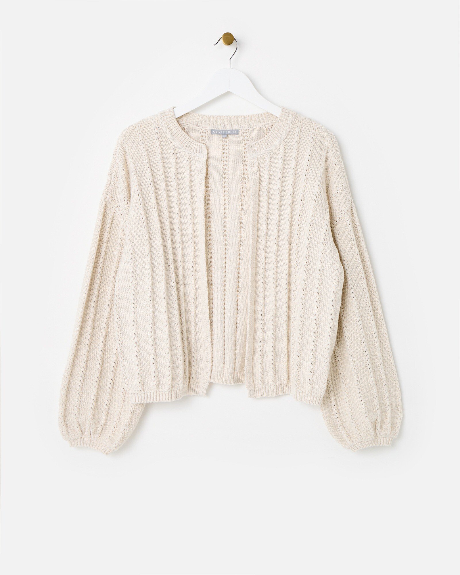 Cream Open Front Knitted Cardigan Oliver Bonas IE
