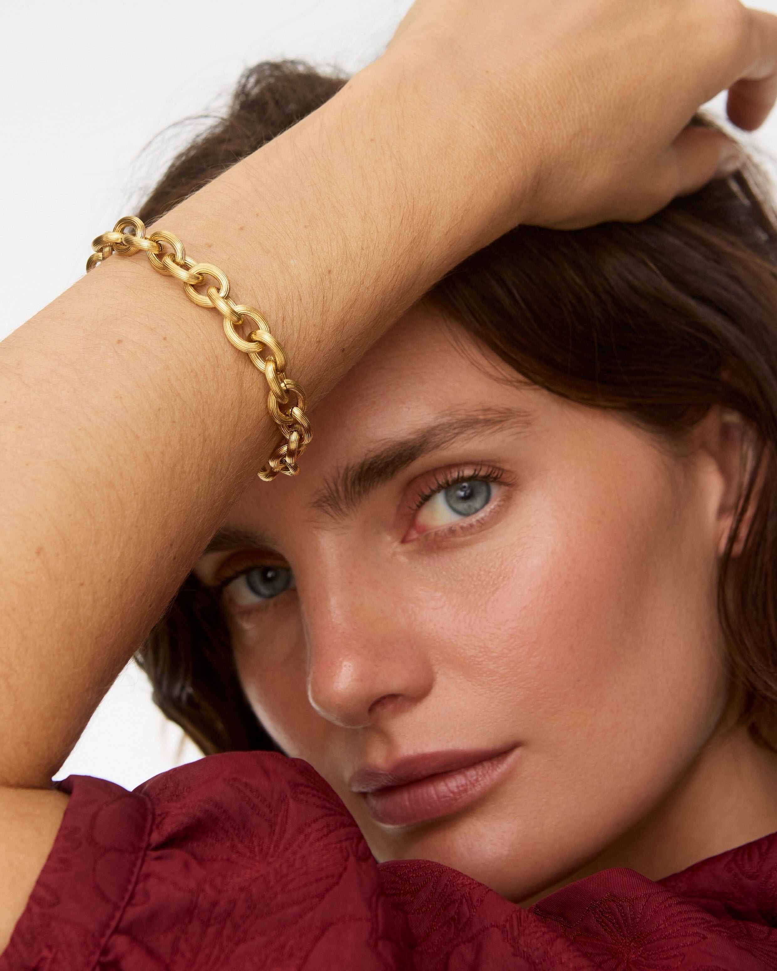 Jane Etched Gold Tone Waterproof Chunky Chain Bracelet | Oliver Bonas