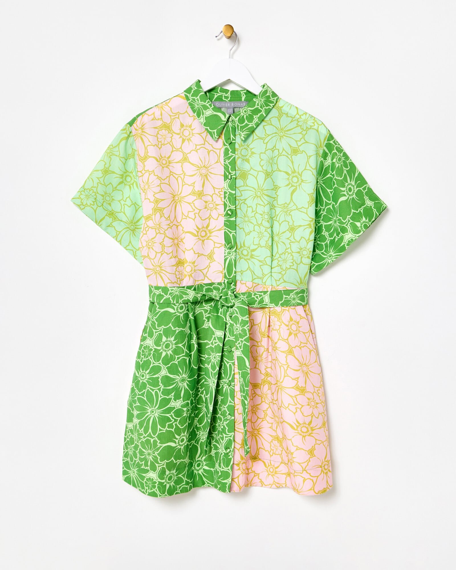 slim fit dress slacks Glamorous Pink Green Floral Square Milkmaid Side Split Mini Dress
