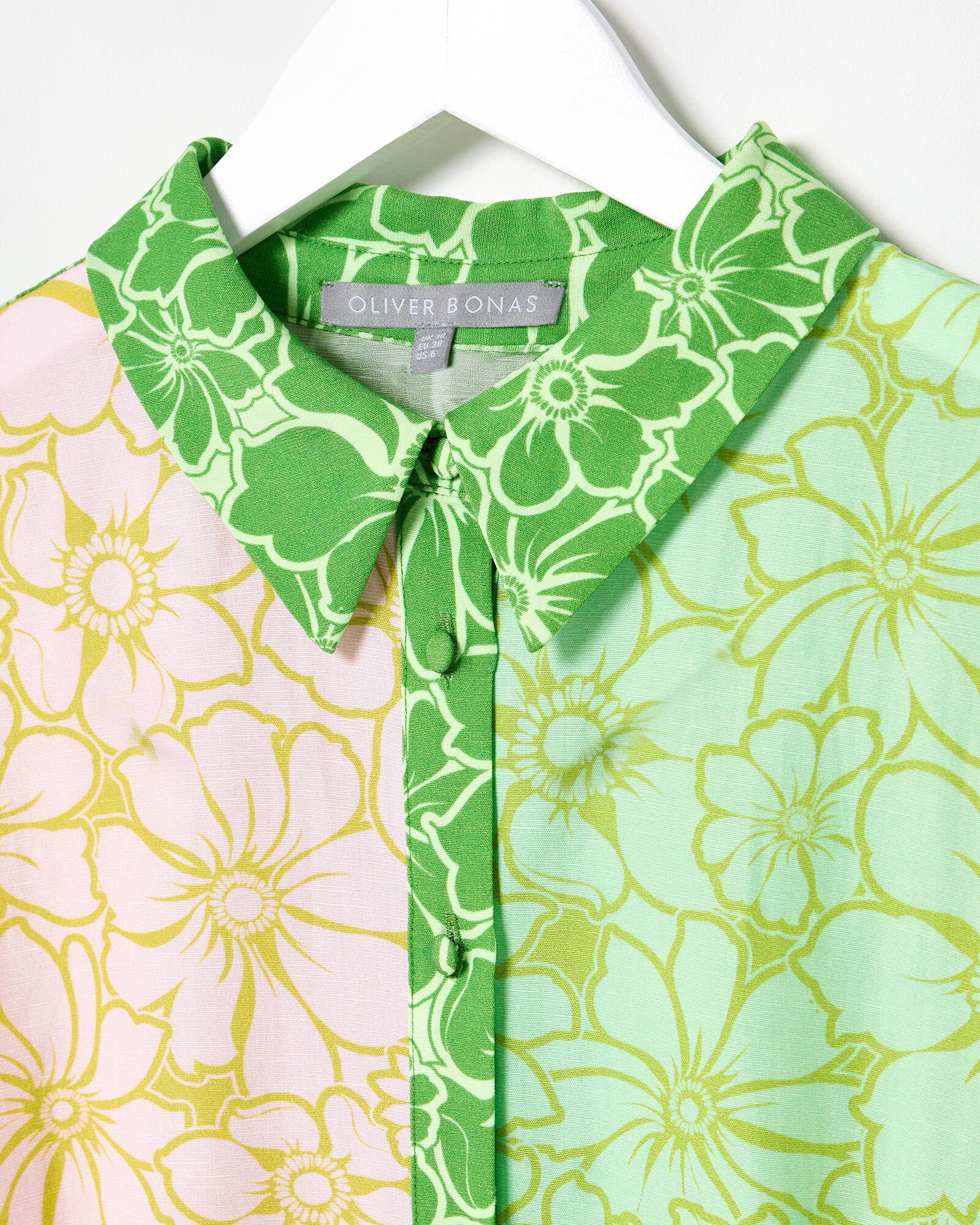 Green & Pink Floral Mini Dress | Oliver Bonas Green & Pink Floral Mini Dress | Oliver Bonas