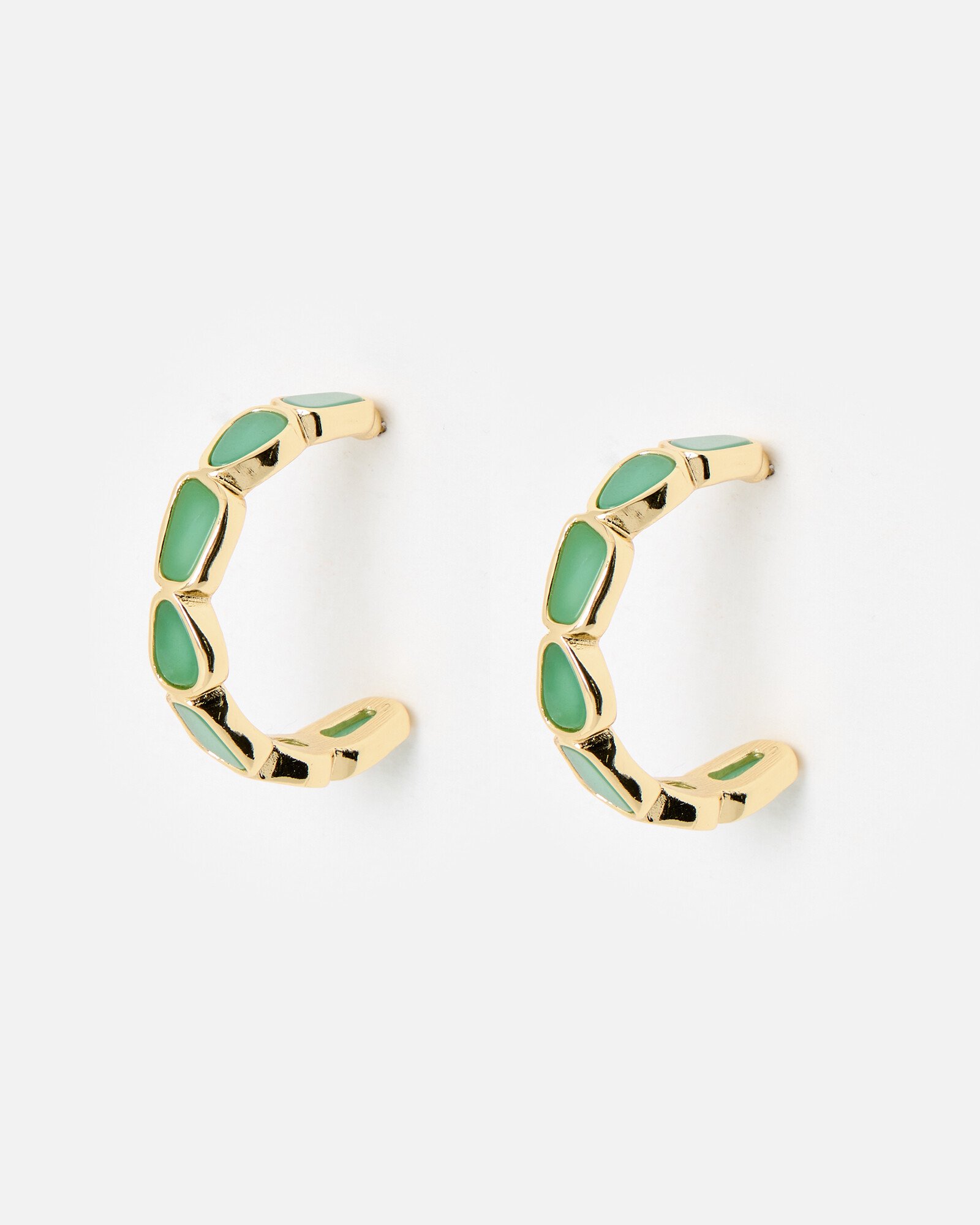 Addison Green Stone Inlay Large Hoop Earrings Oliver Bonas