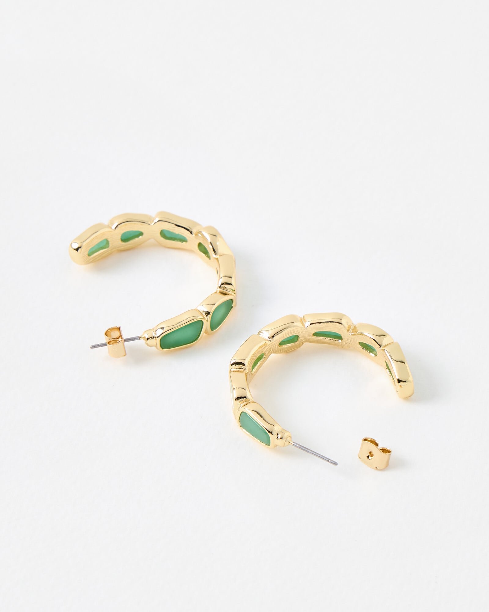 Addison Green Stone Inlay Large Hoop Earrings | Oliver Bonas