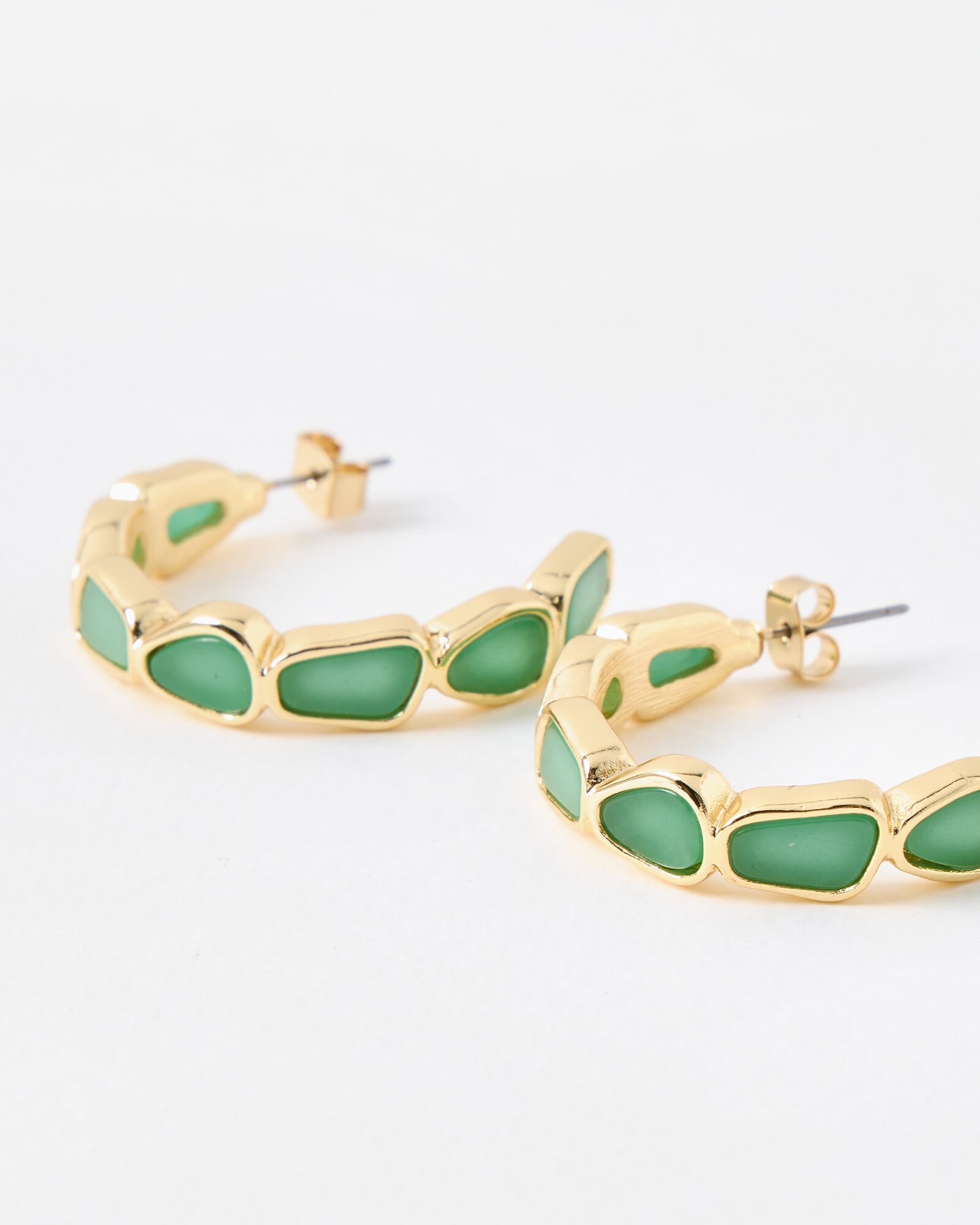 Addison Green Stone Inlay Large Hoop Earrings | Oliver Bonas