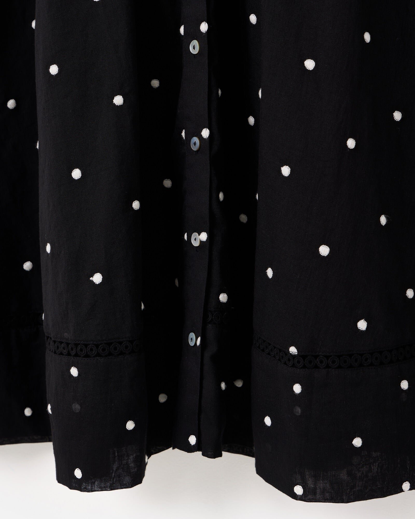 Black & White Polka Dot Embroidered Sleeveless Mini Dress | Oliver Bonas