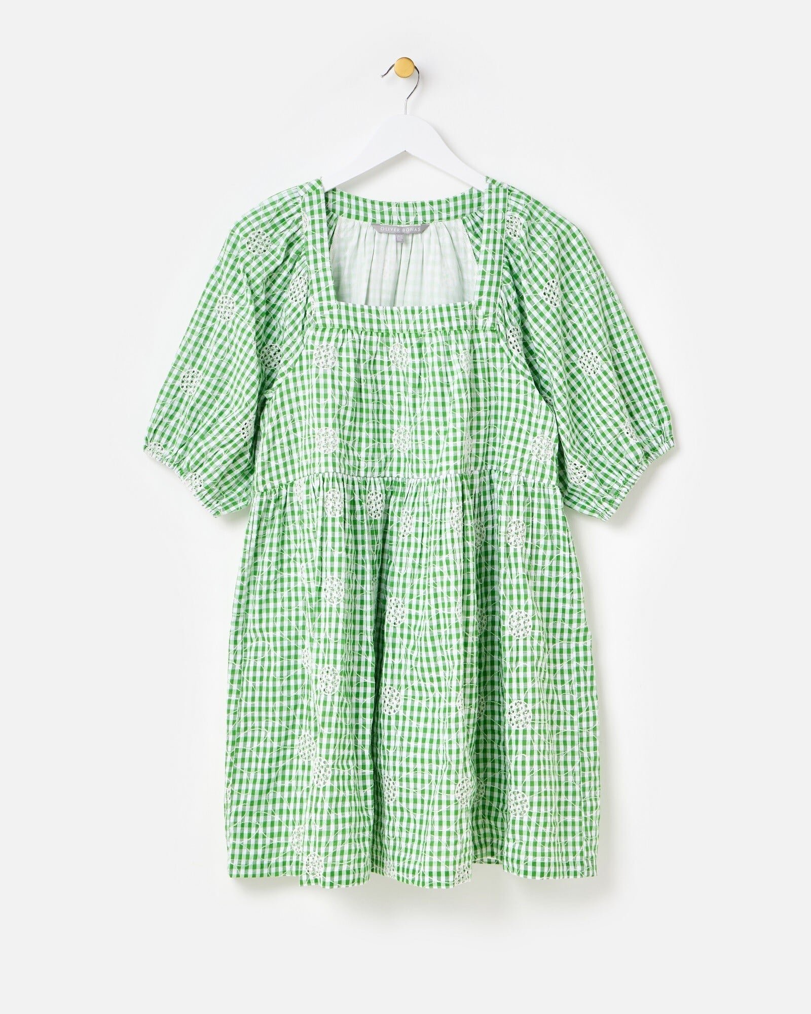sachin and babi light blue dress Green Gingham Daisy Embroidered Cotton Mini Dress