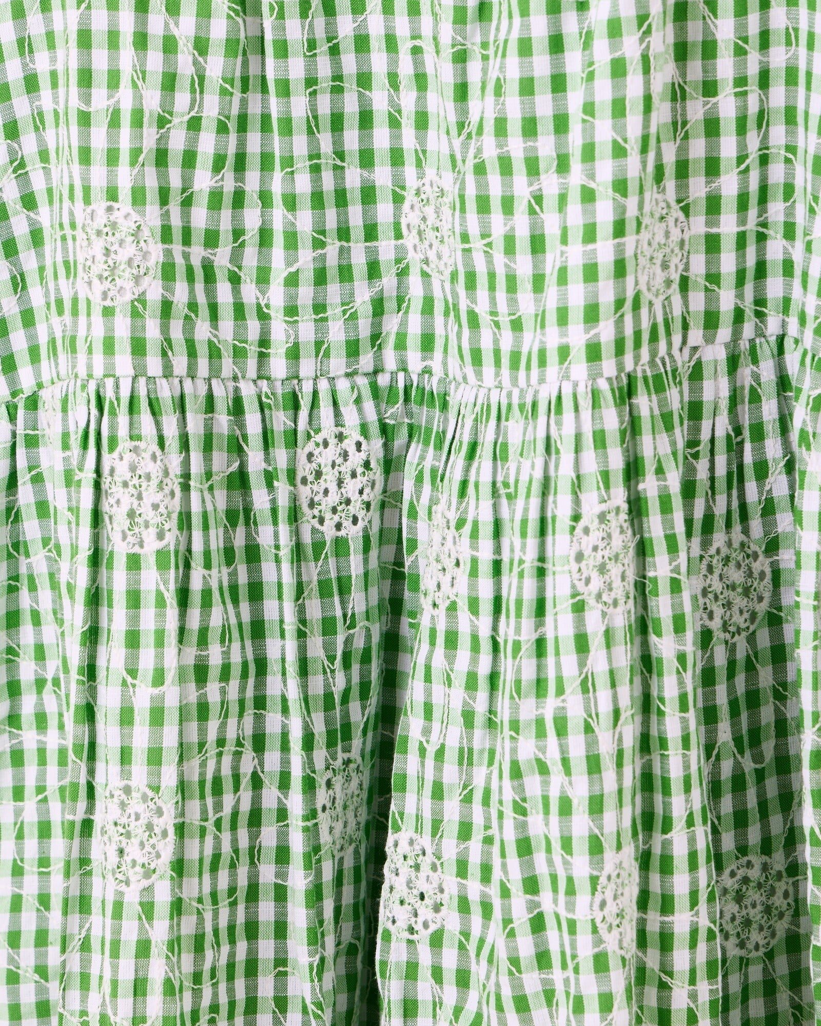 Green Gingham Daisy Embroidered Cotton Mini Dress | Oliver Bonas Green Gingham Daisy Embroidered Cotton Mini Dress | Oliver Bonas