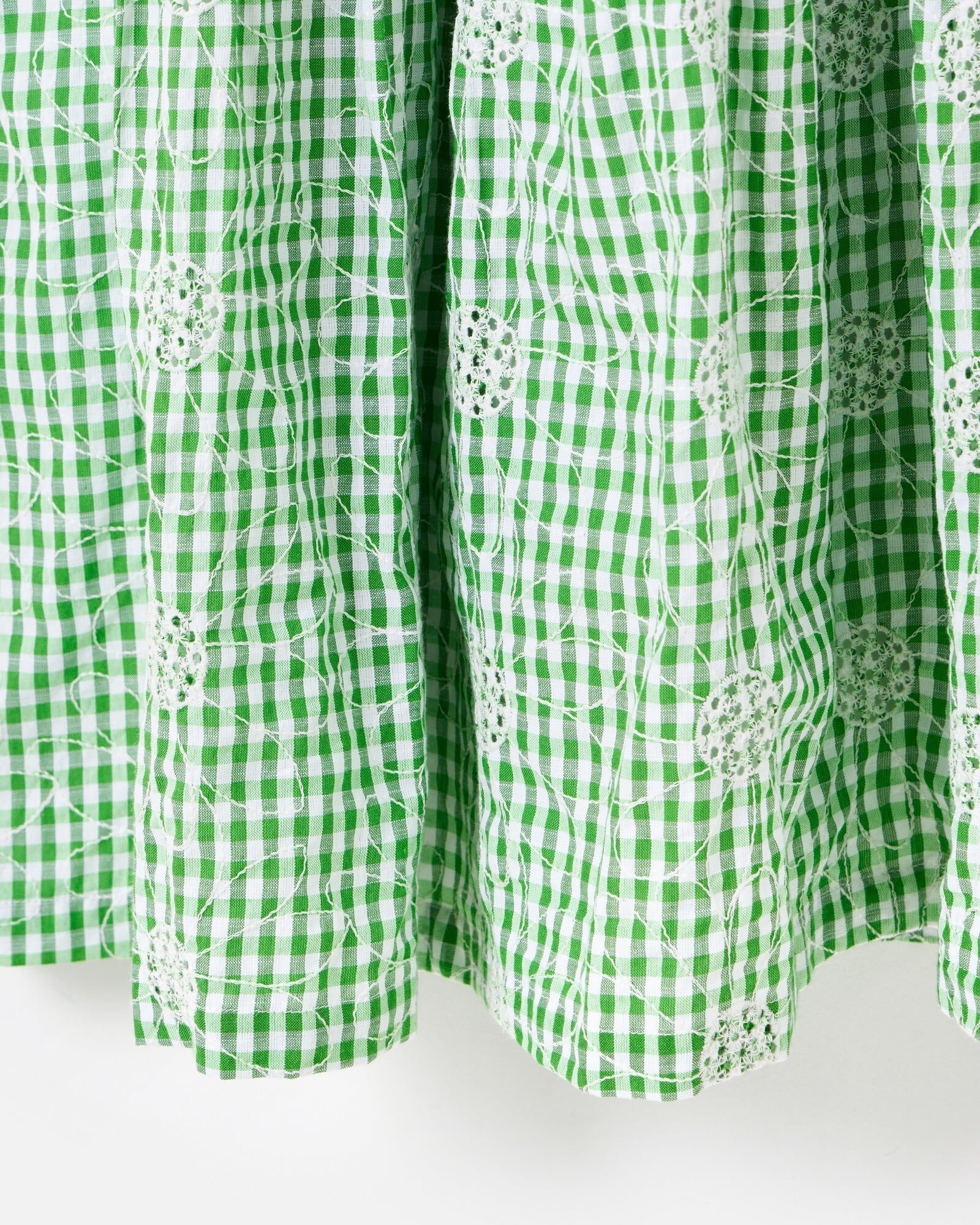 embroidered floral green gingham mini delaney dress Munasa One Shoulder Mini Dress in Mini Gingham Green main image 0