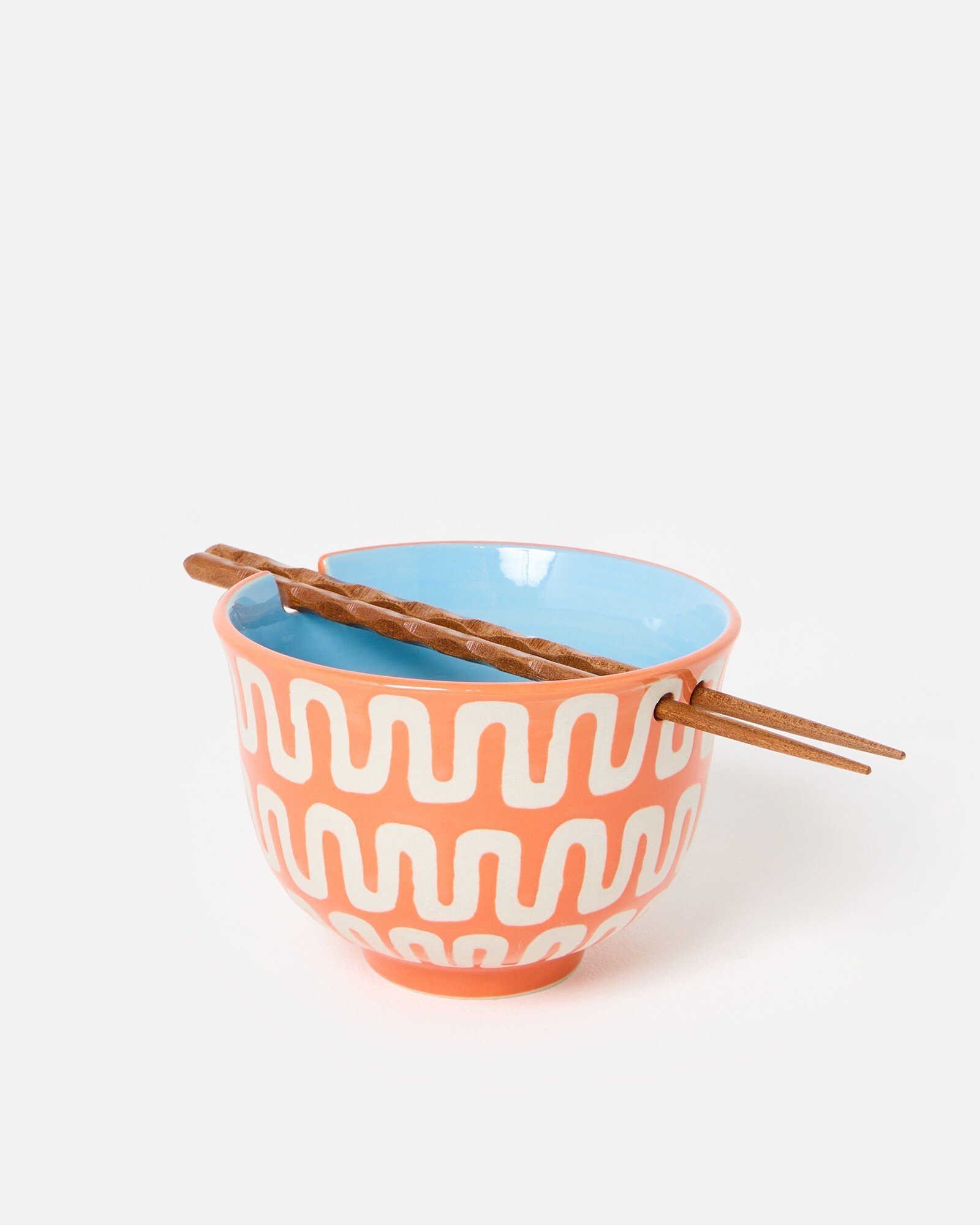 Wiggle Orange Noodle Bowl & Chopsticks | Oliver Bonas IE