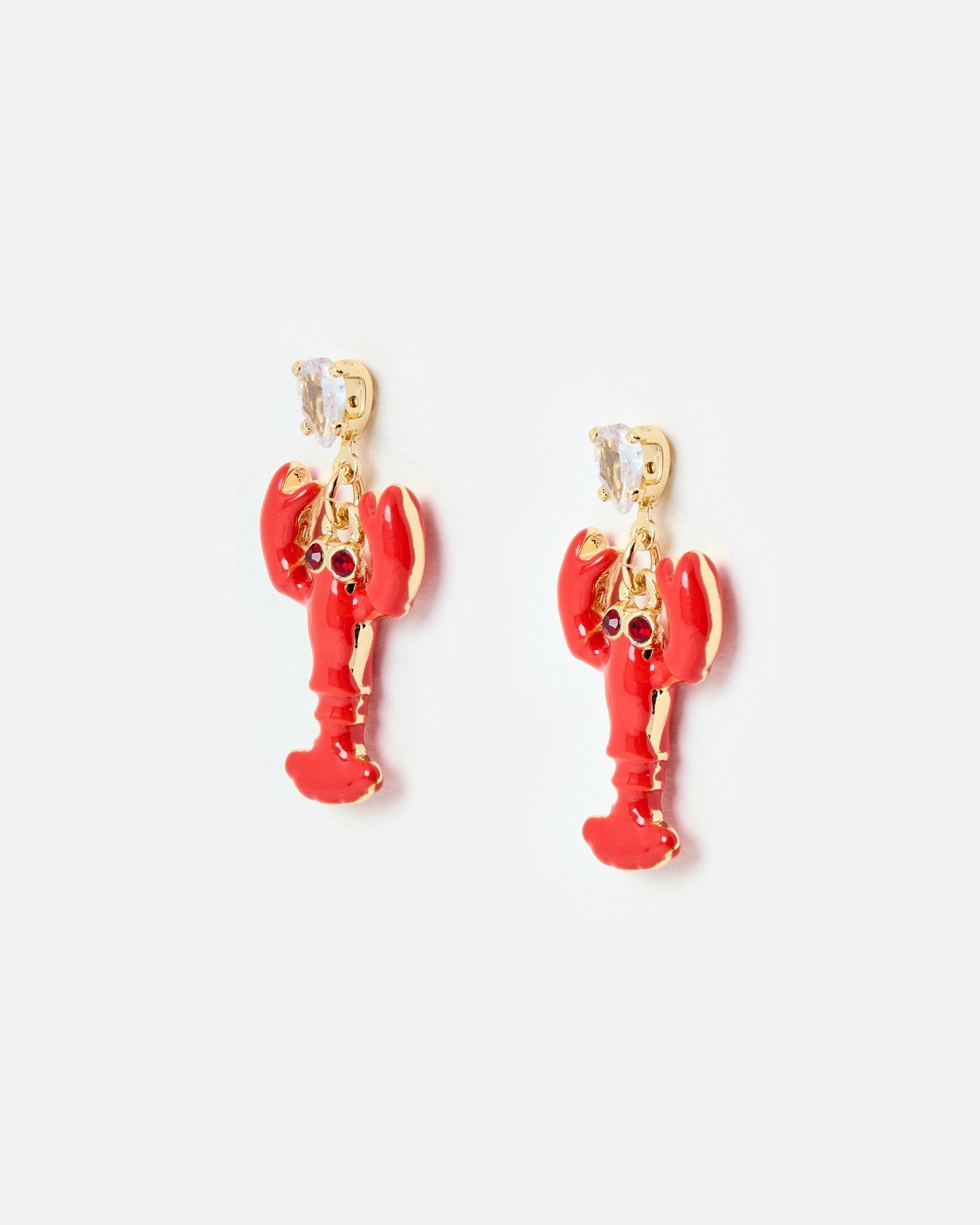 Seb Red Lobster Charm Drop Earrings Oliver Bonas