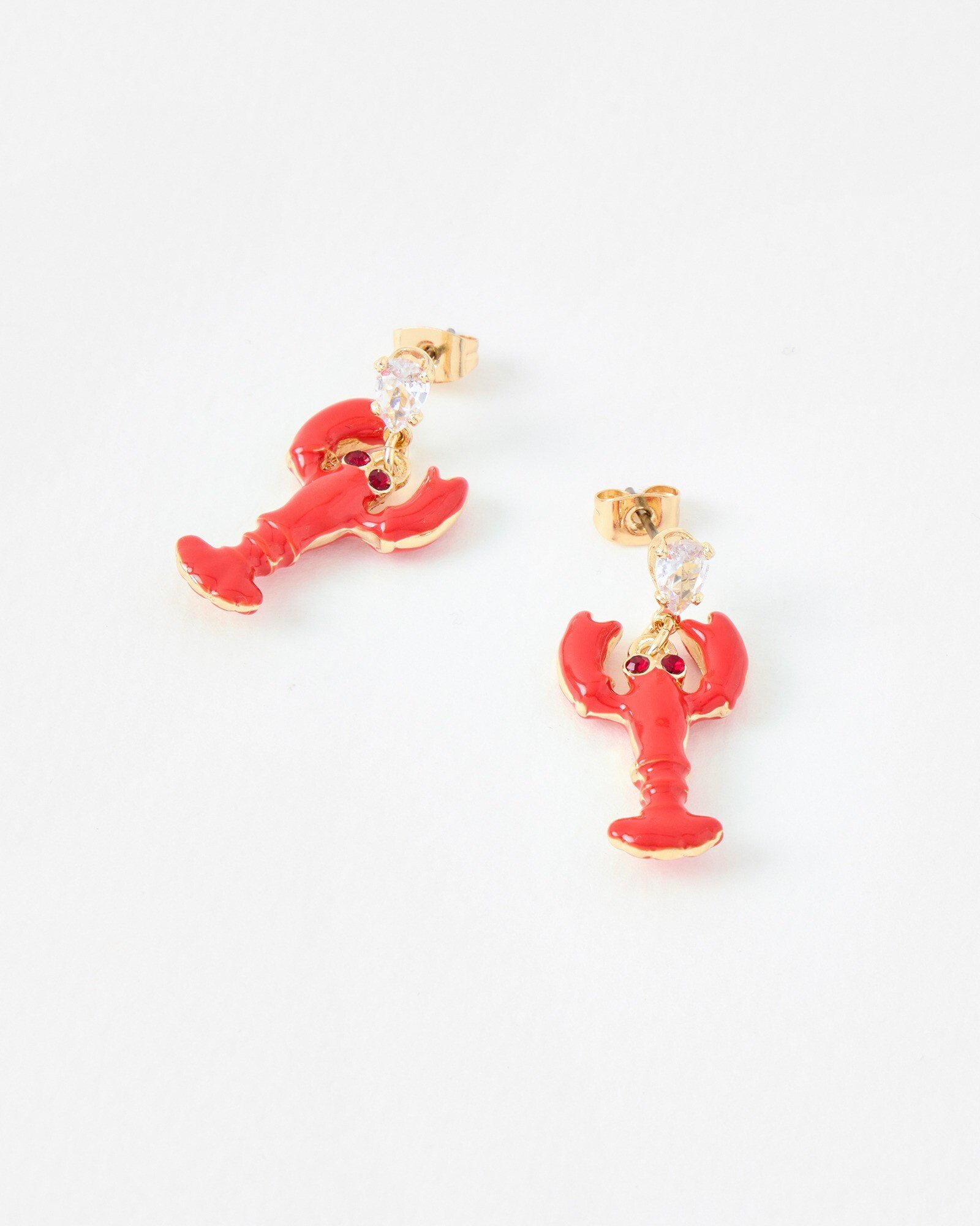 Seb Red Lobster Charm Drop Earrings Oliver Bonas
