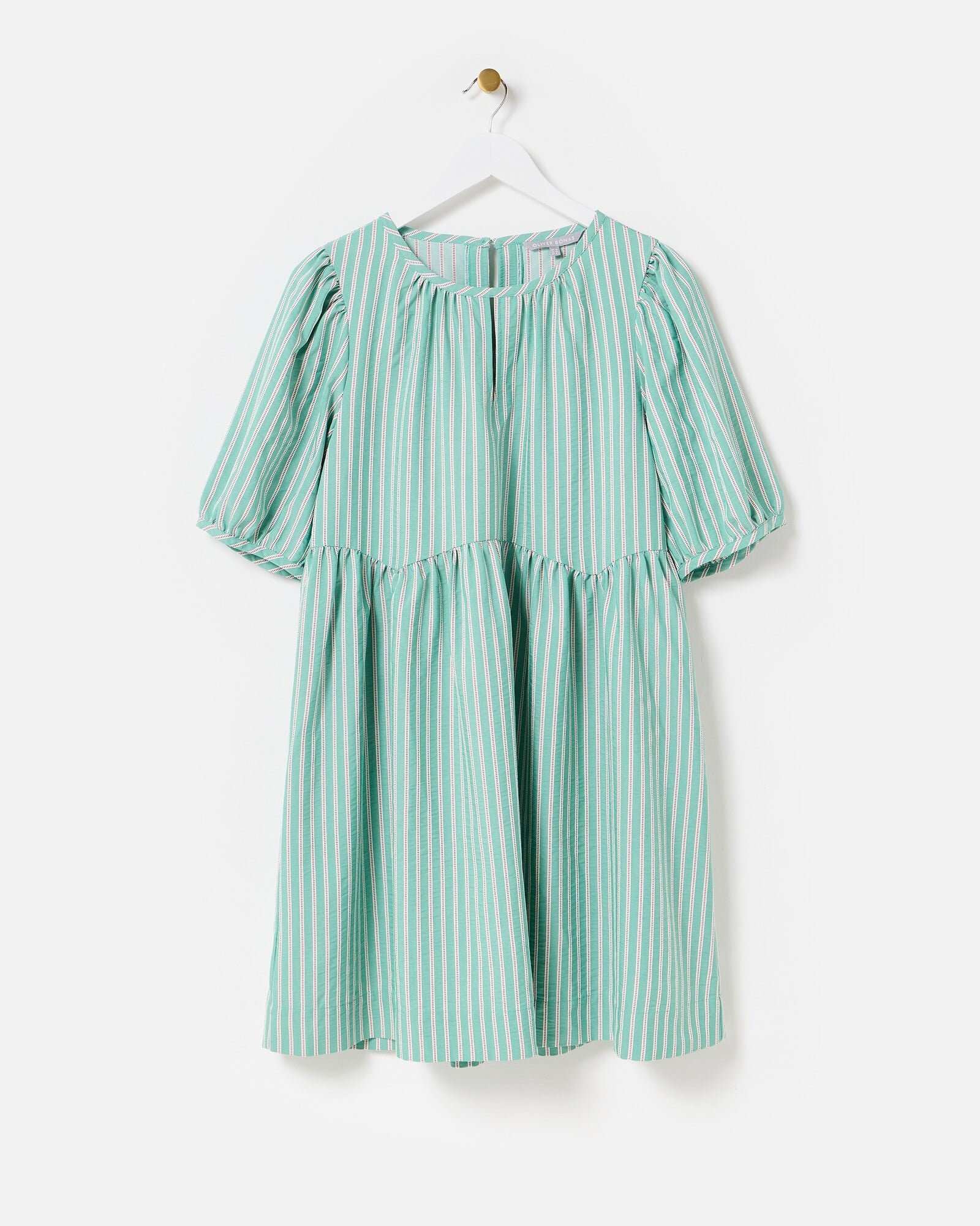 green and white smock dress Olympe Green Long Sleeve Smocked Dress main image 1
