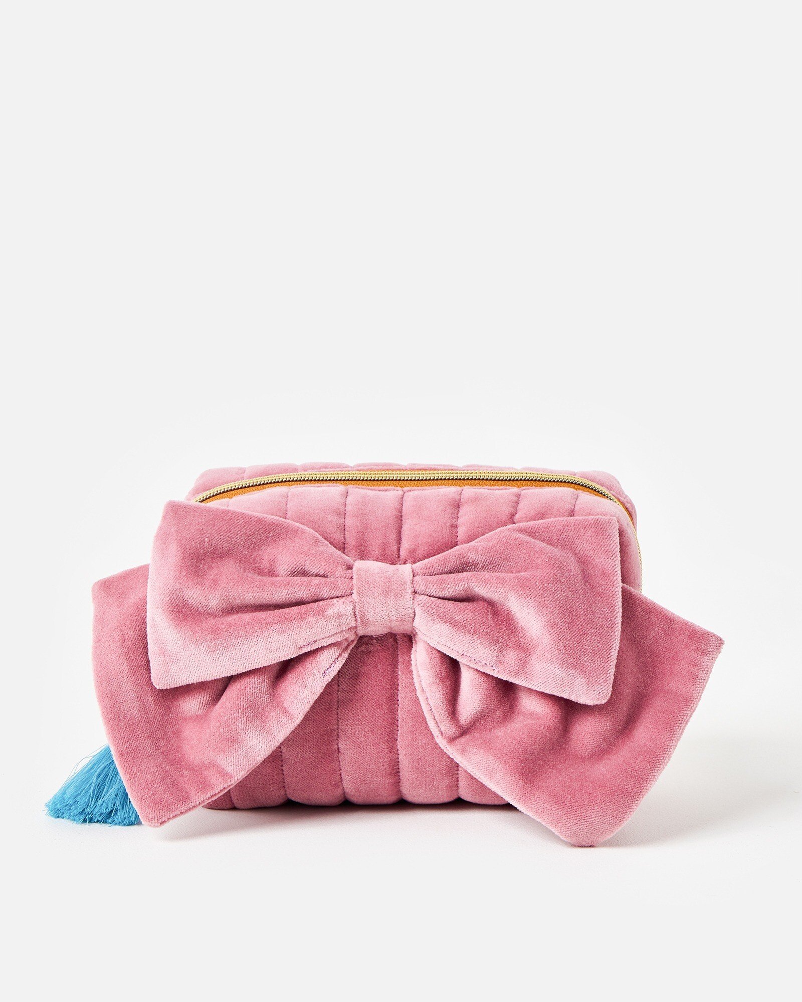 Pink Velvet Bow Makeup Bag Oliver Bonas