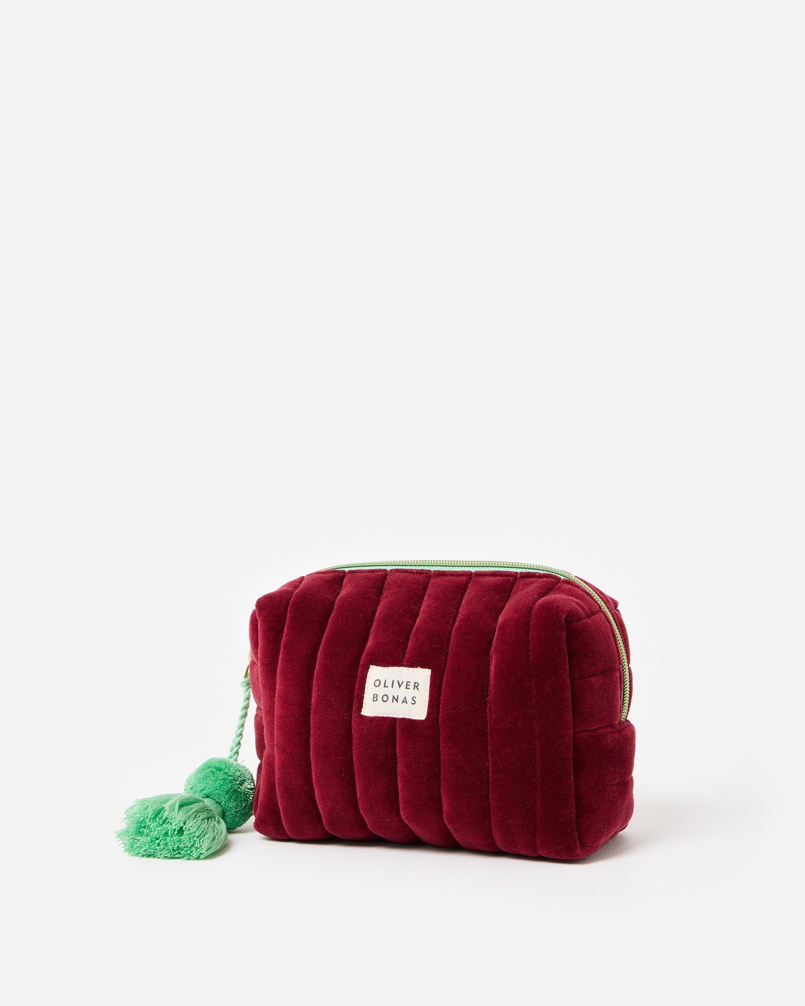 Quilted Burgundy Velvet Wash Bag Oliver Bonas