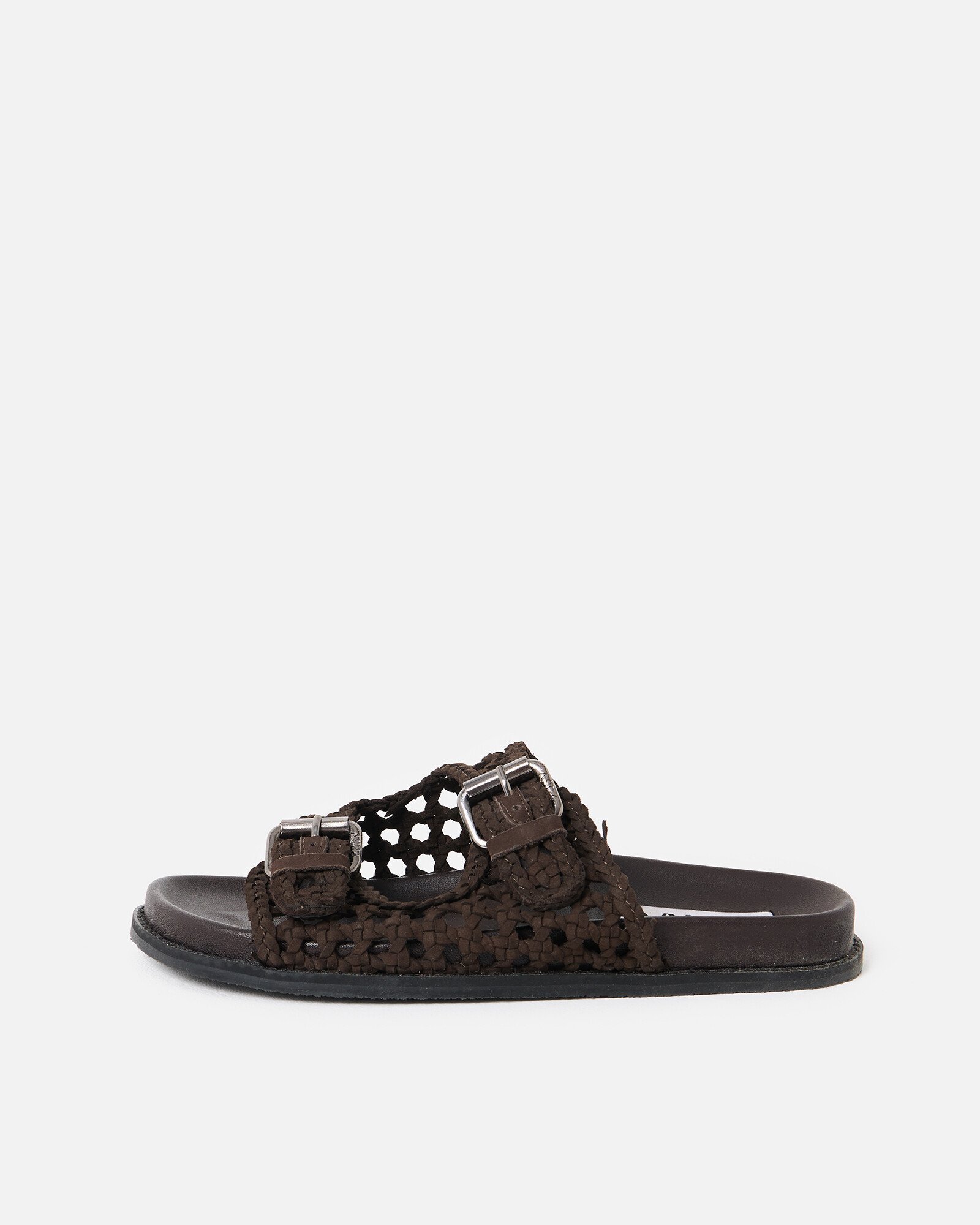 Asra Nia Chocolate Brown Woven Leather Sandals Oliver Bonas