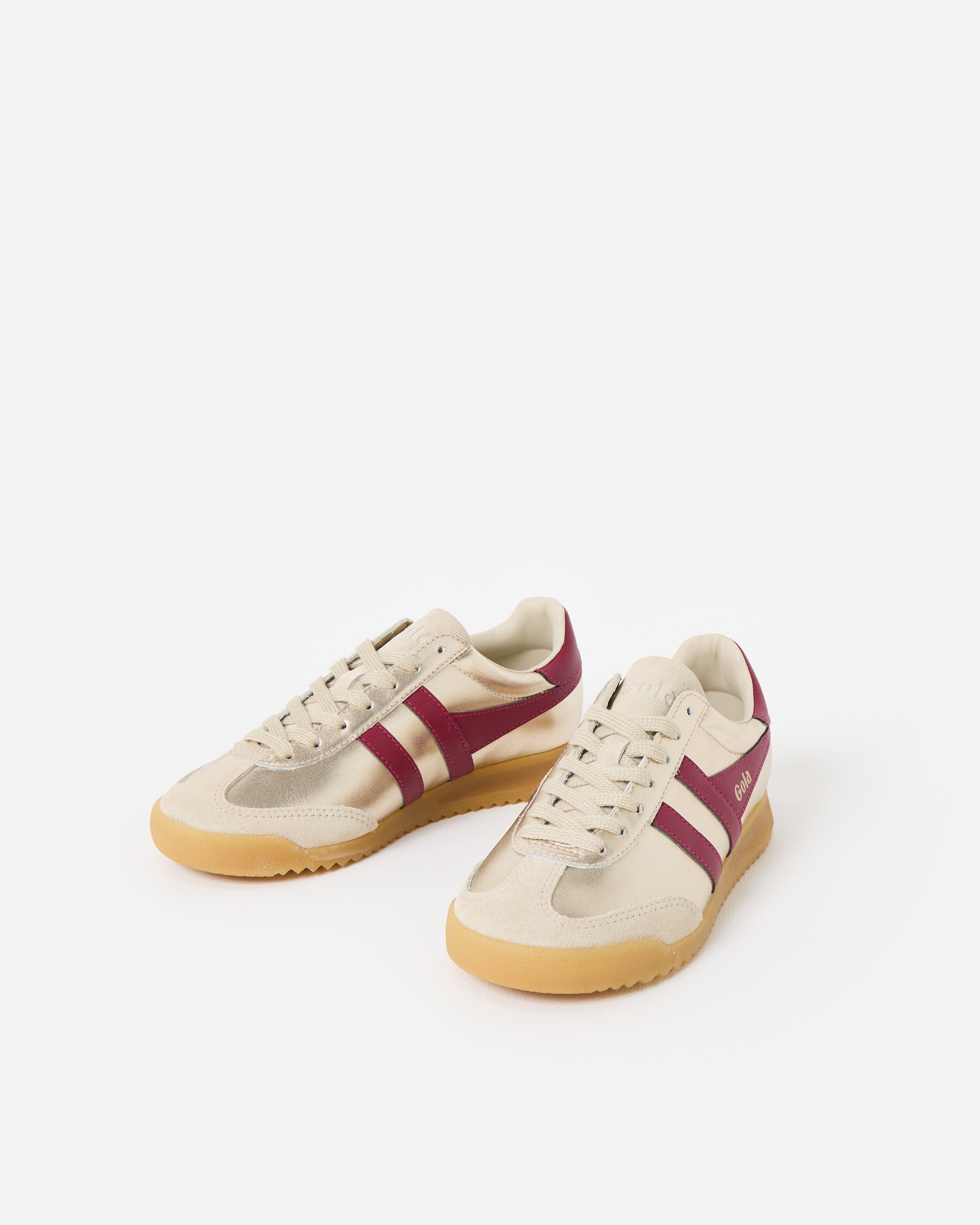 Gola Torpedo Glimmer Gold Metallic & Red Trainers | Oliver Bonas