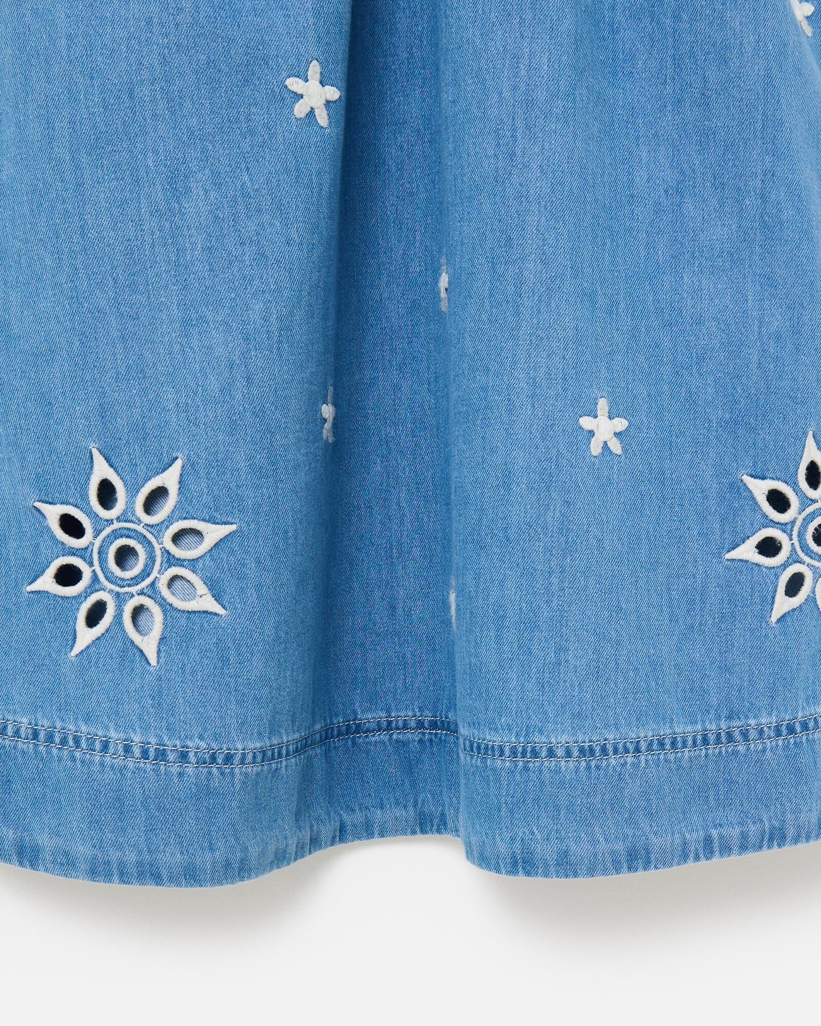 Blue Embroidered V-Neck Denim Mini Dress | Oliver Bonas