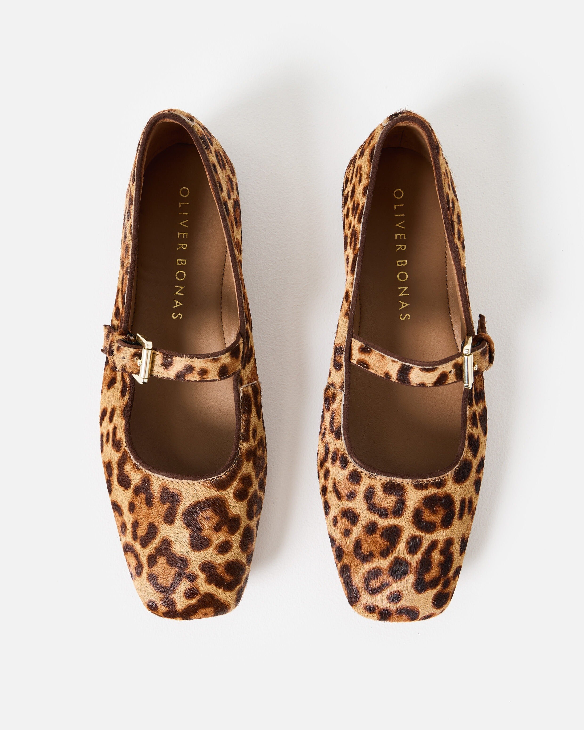Brown Leopard Print Leather Ballet Flats | Oliver Bonas