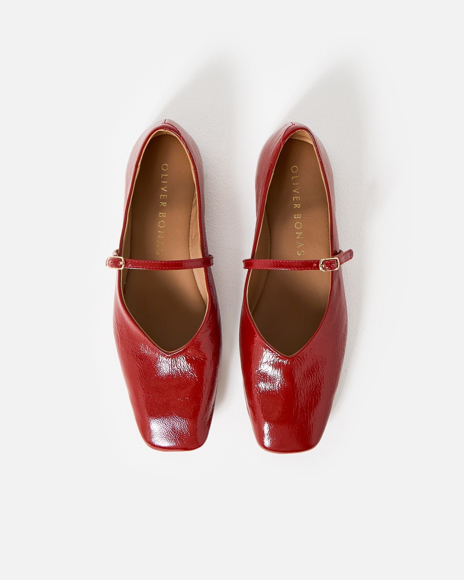 Red Patent Square Toe Mary Janes | Oliver Bonas