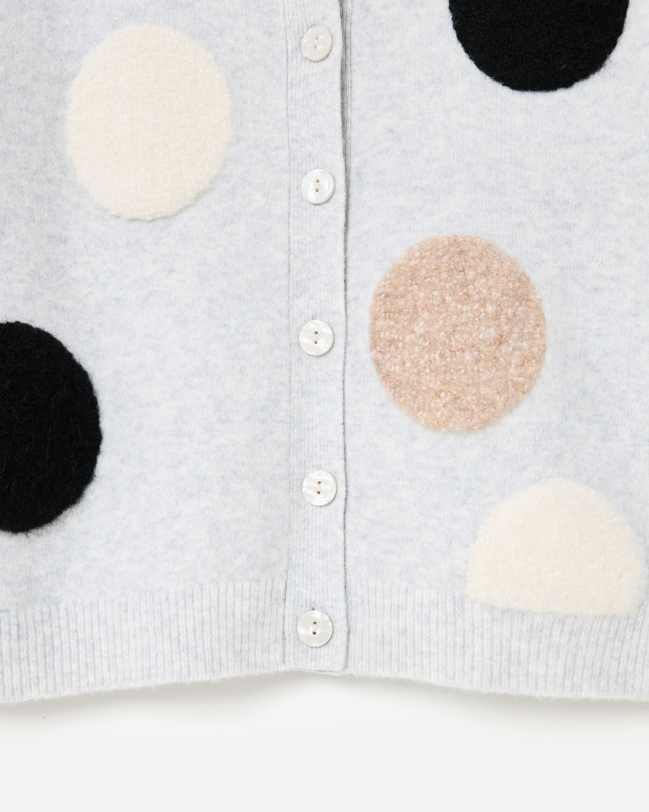 Grey Textured Spot Crew Neck Knitted Cardigan | Oliver Bonas