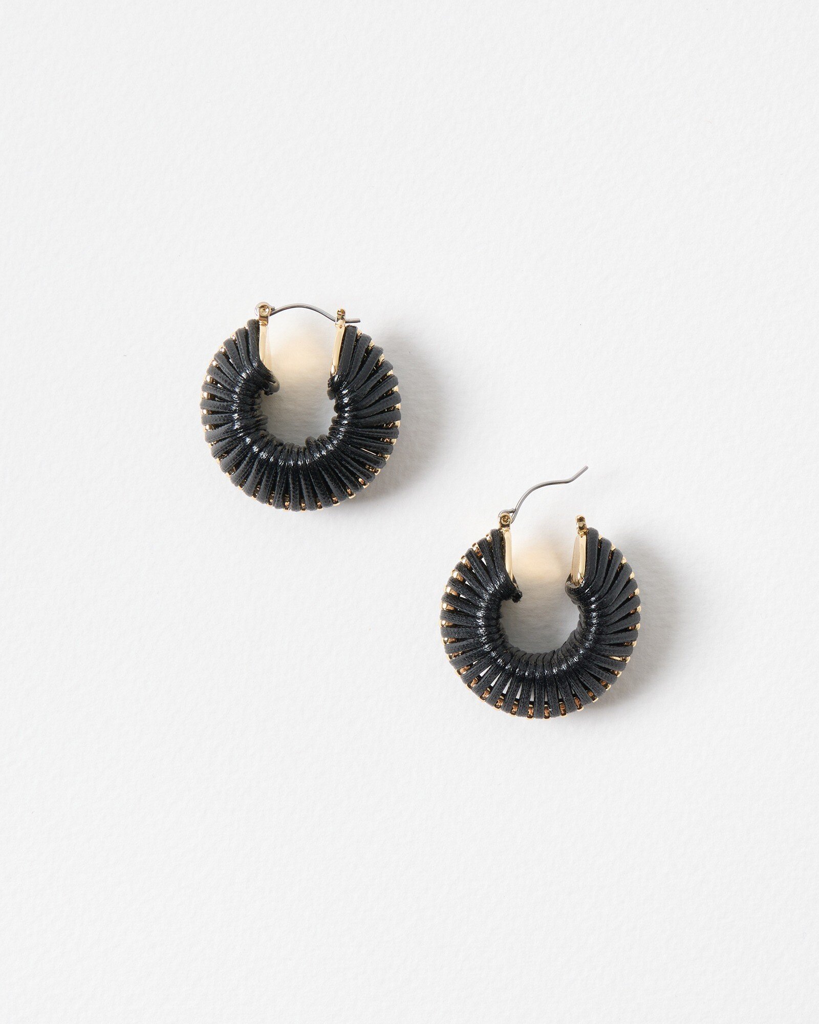 Cade Black Faux Leather Chunky Hoop Earrings Oliver Bonas