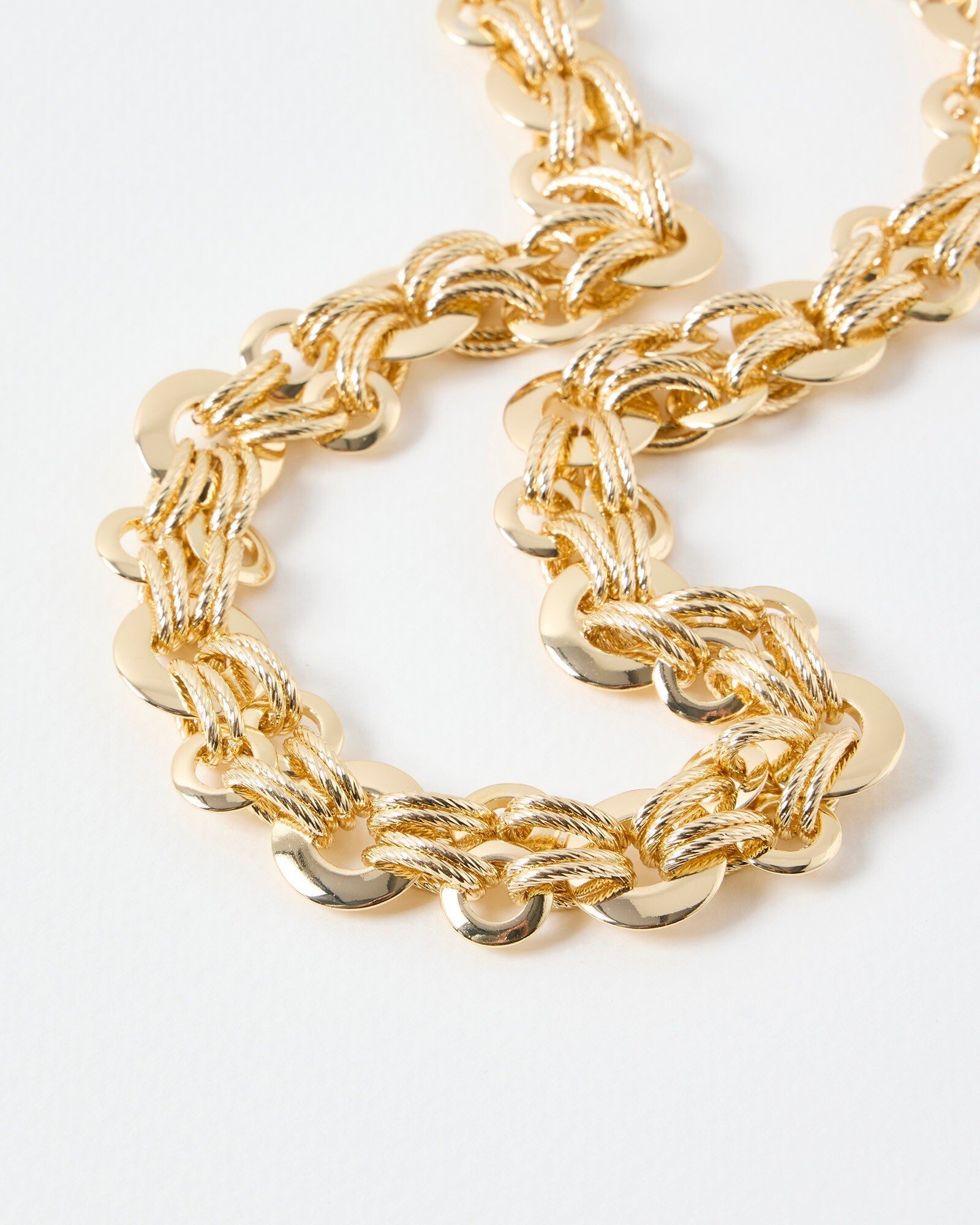 Mariah Texture Interlocked Loops Gold Tone Collar Necklace