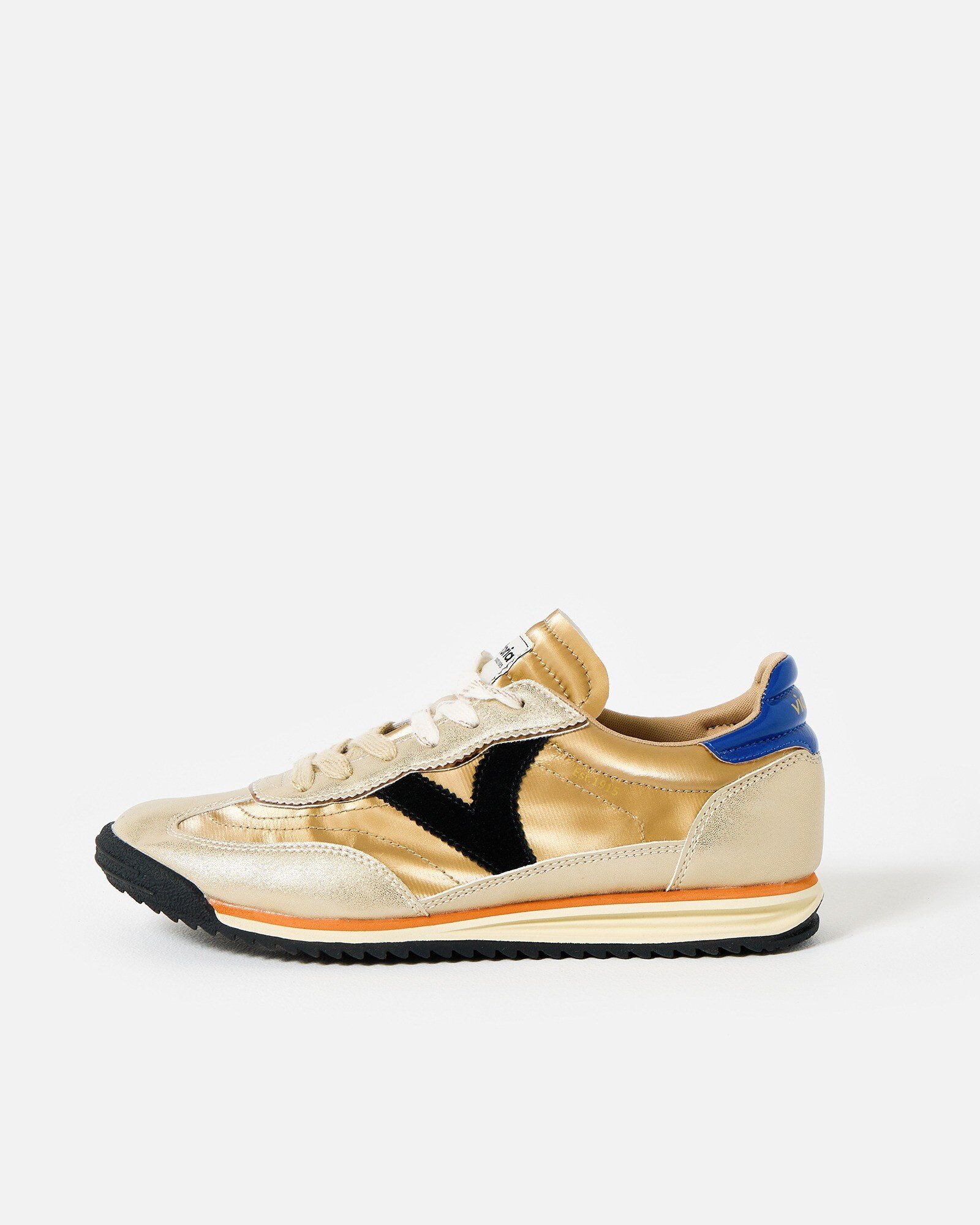 Victoria Saturno Gold Metallic Nylon Trainers Oliver Bonas